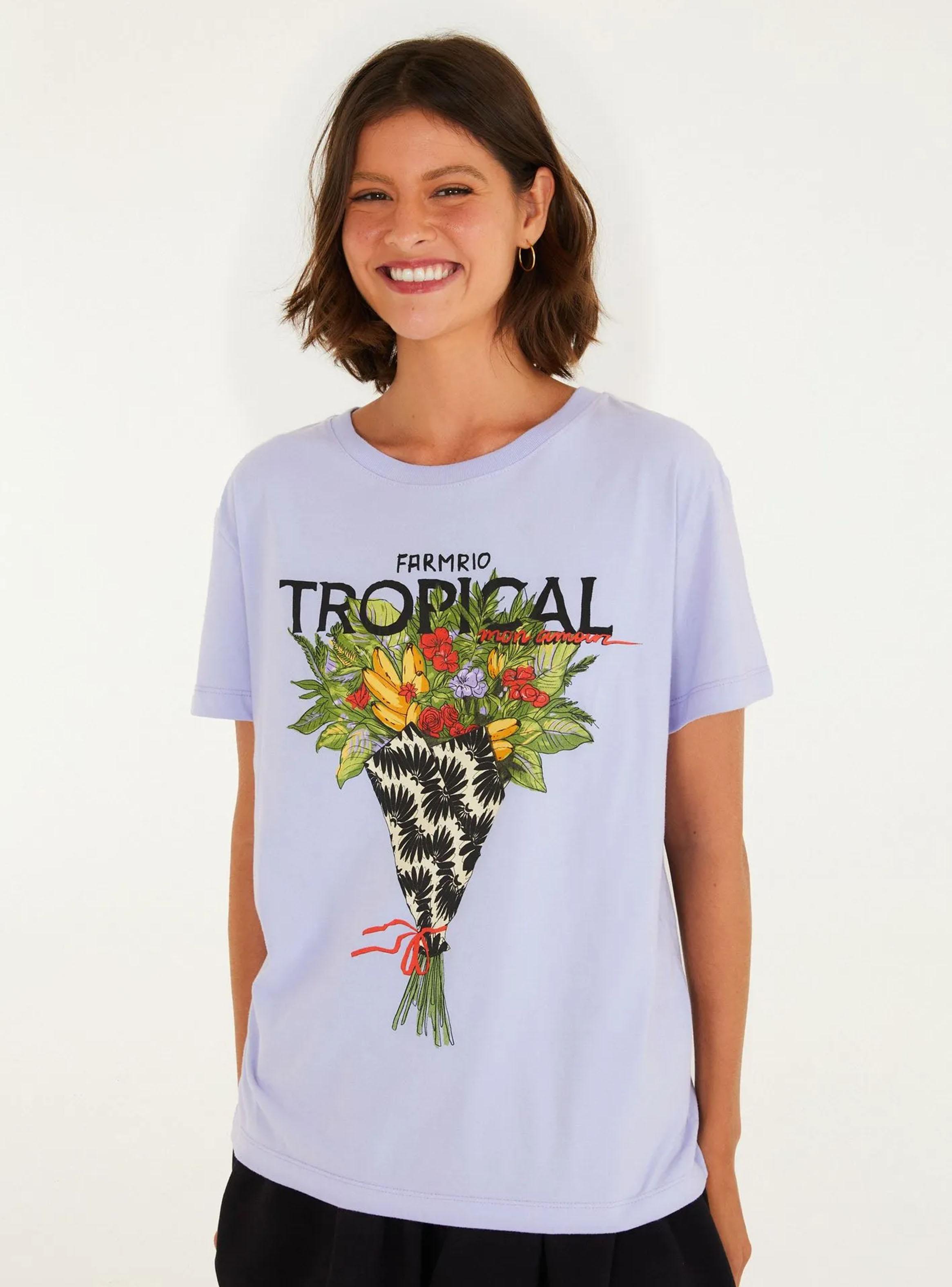 Polera Manga Corta Diseño Ramo Tropical-0