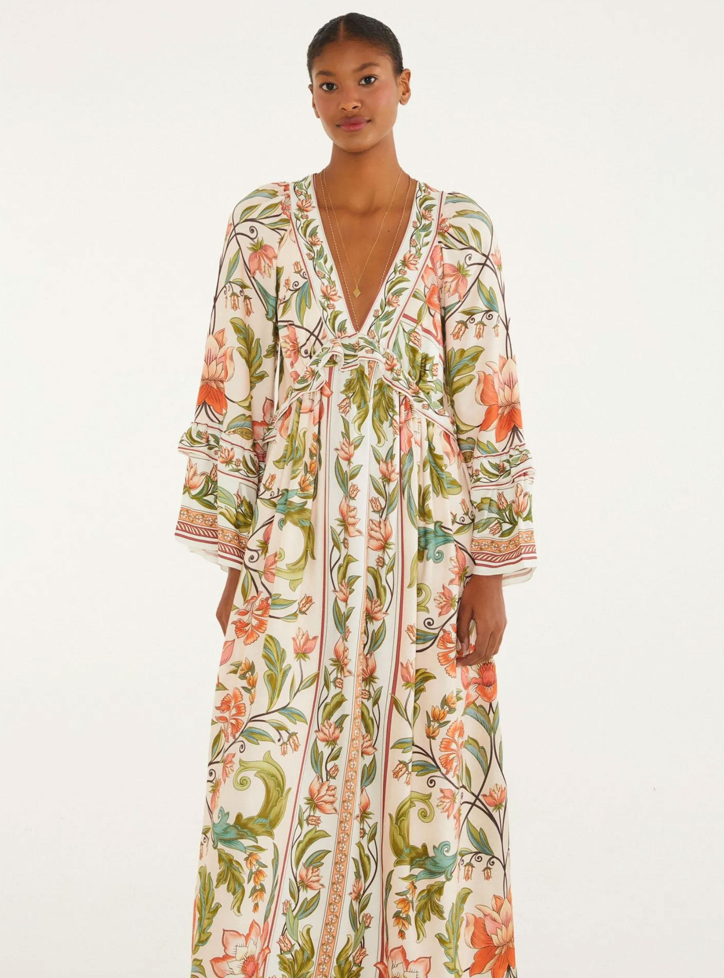 Vestido Maxi Diseño Bohemio con Mangas Amplias-2