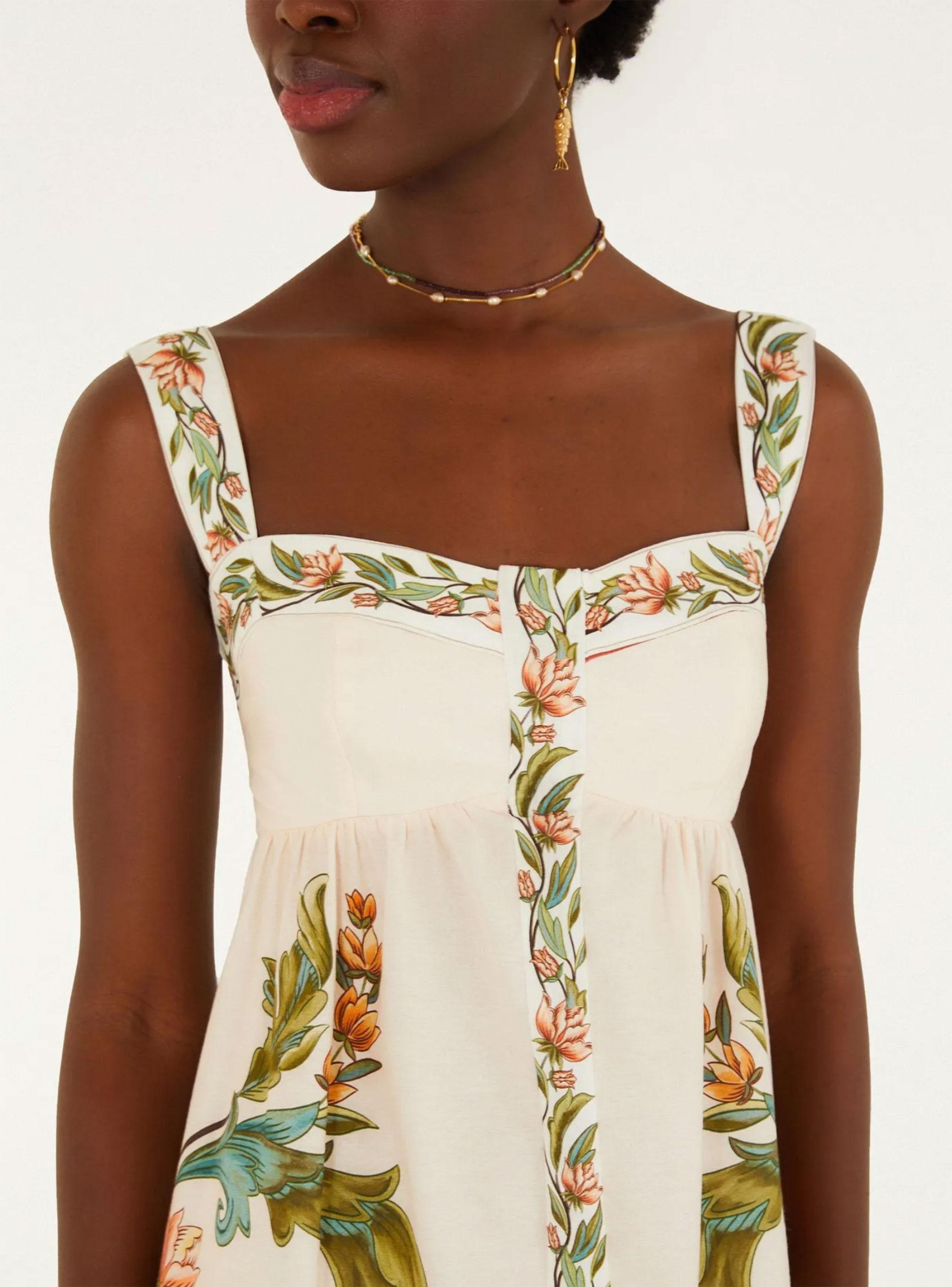 Vestido Midi con Detalles Florales-3