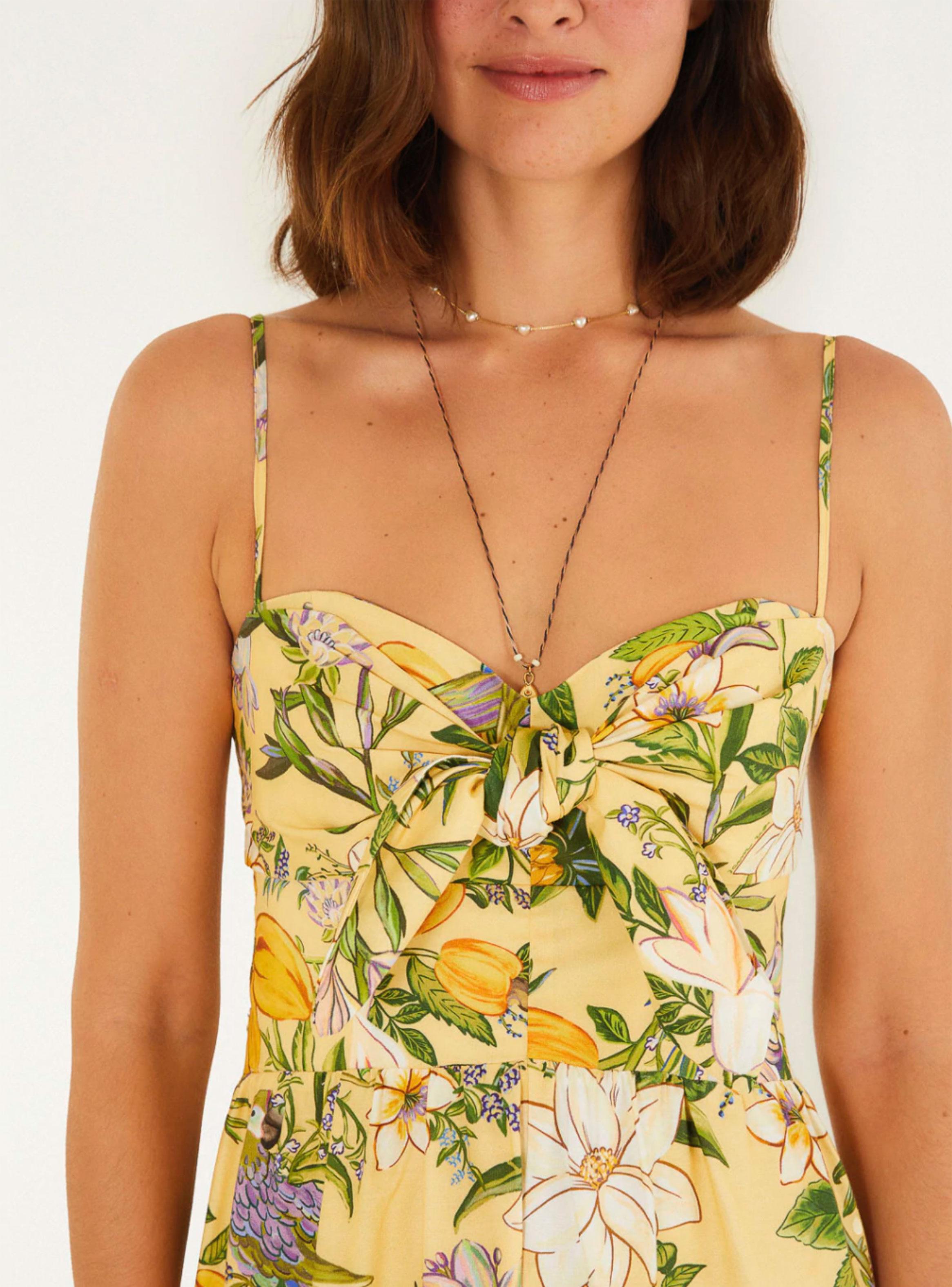 Vestido Midi Detalle Lazo y Diseño Floral-3