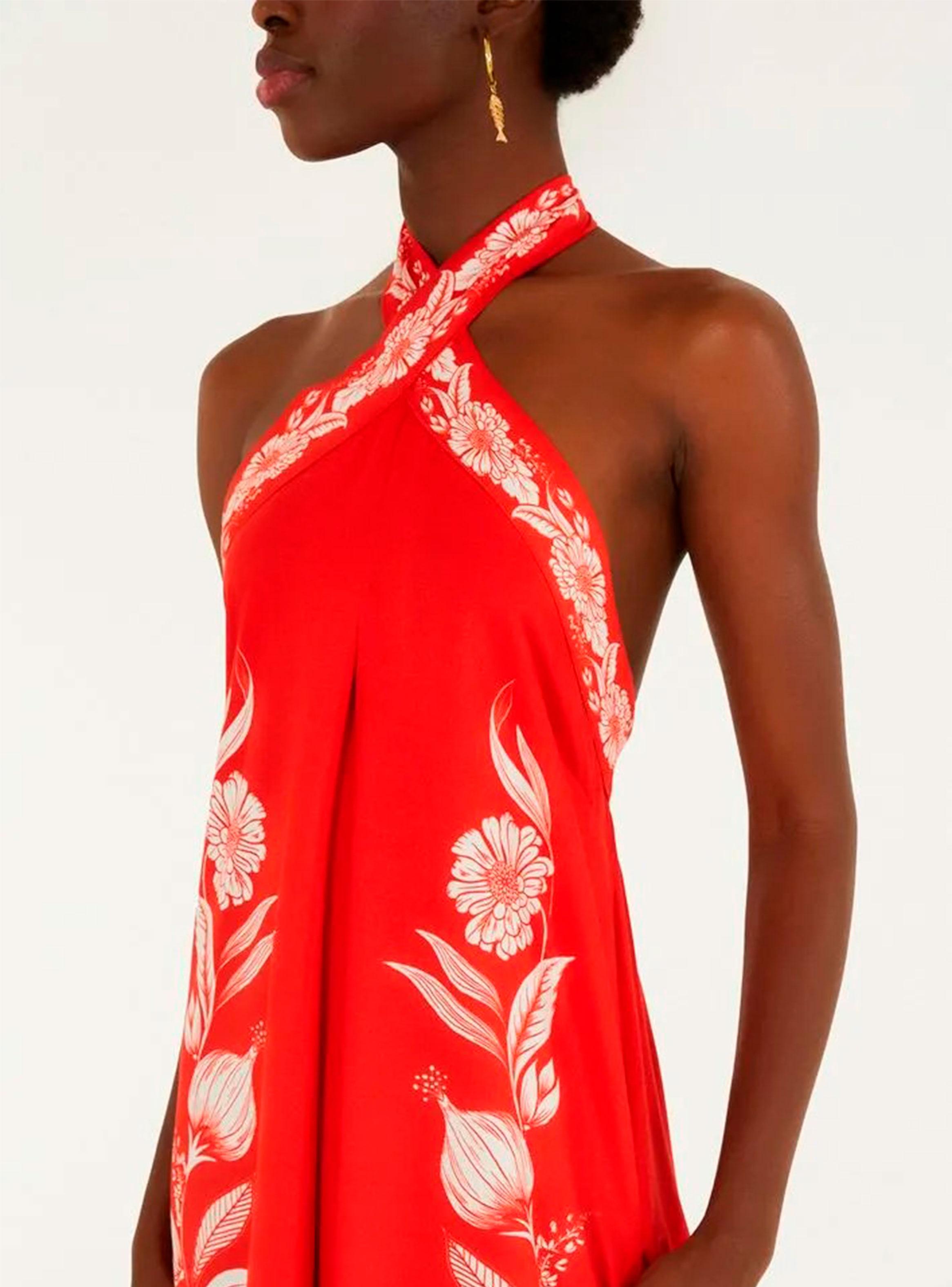 Enterito Largo con Escote Halter Diseño Floral-3