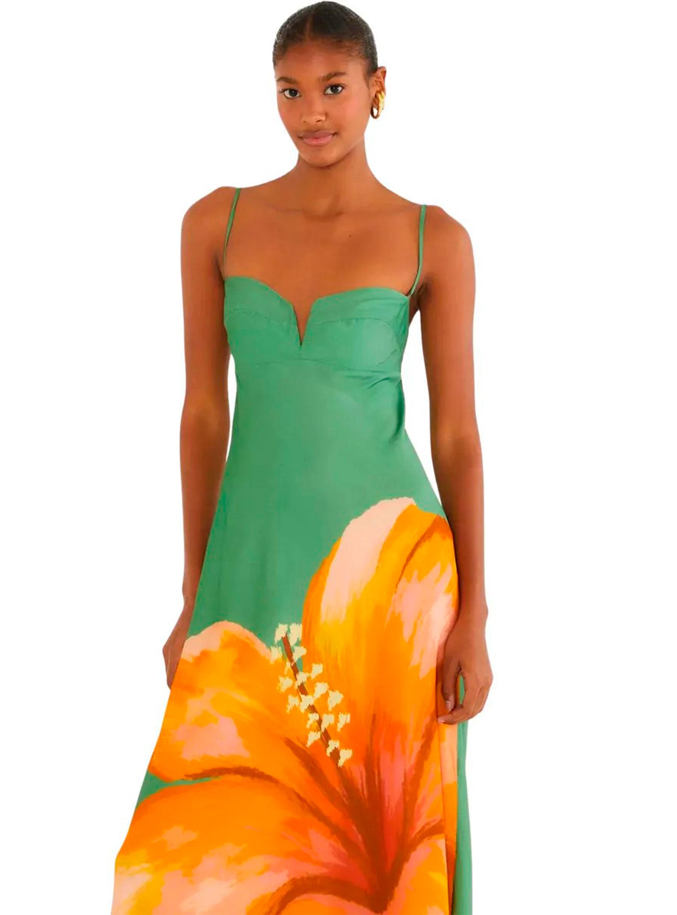 Vestido Midi Escote Corazón Diseño Maxi Flor-2