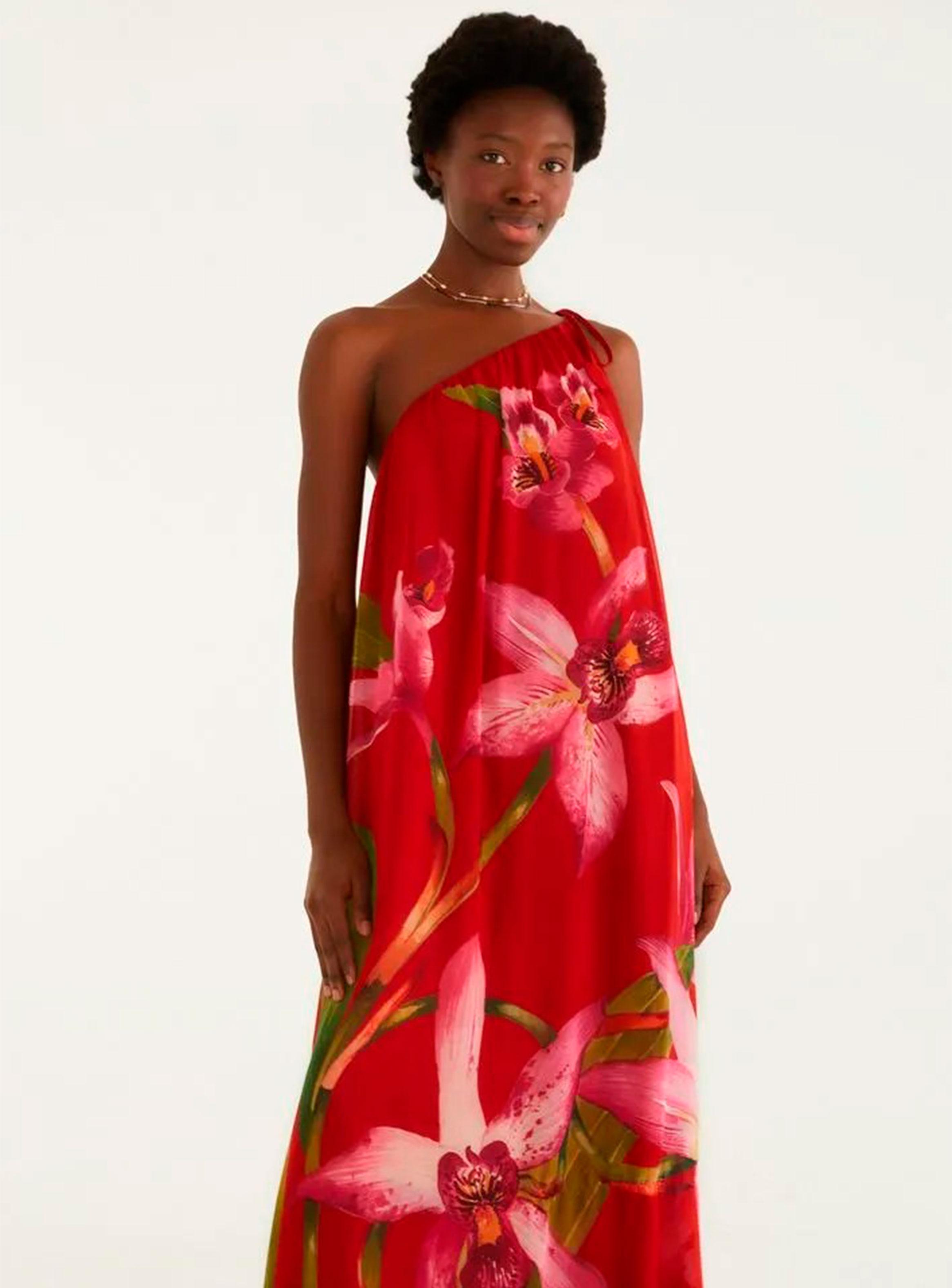 Vestido Midi Asimétrico Diseño Floral-2