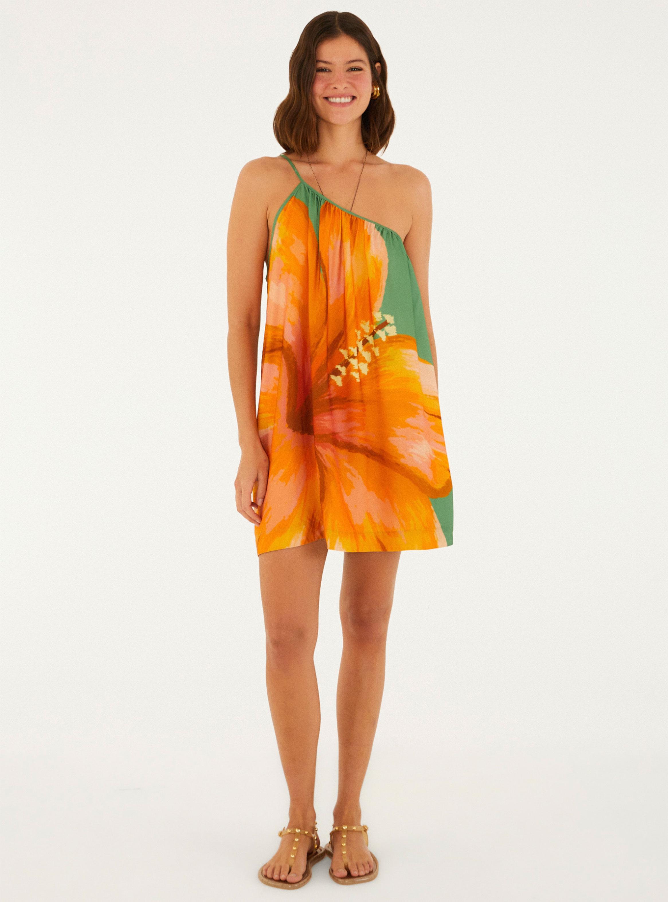 Vestido Corto Asimétrico Diseño Maxi Flor-3