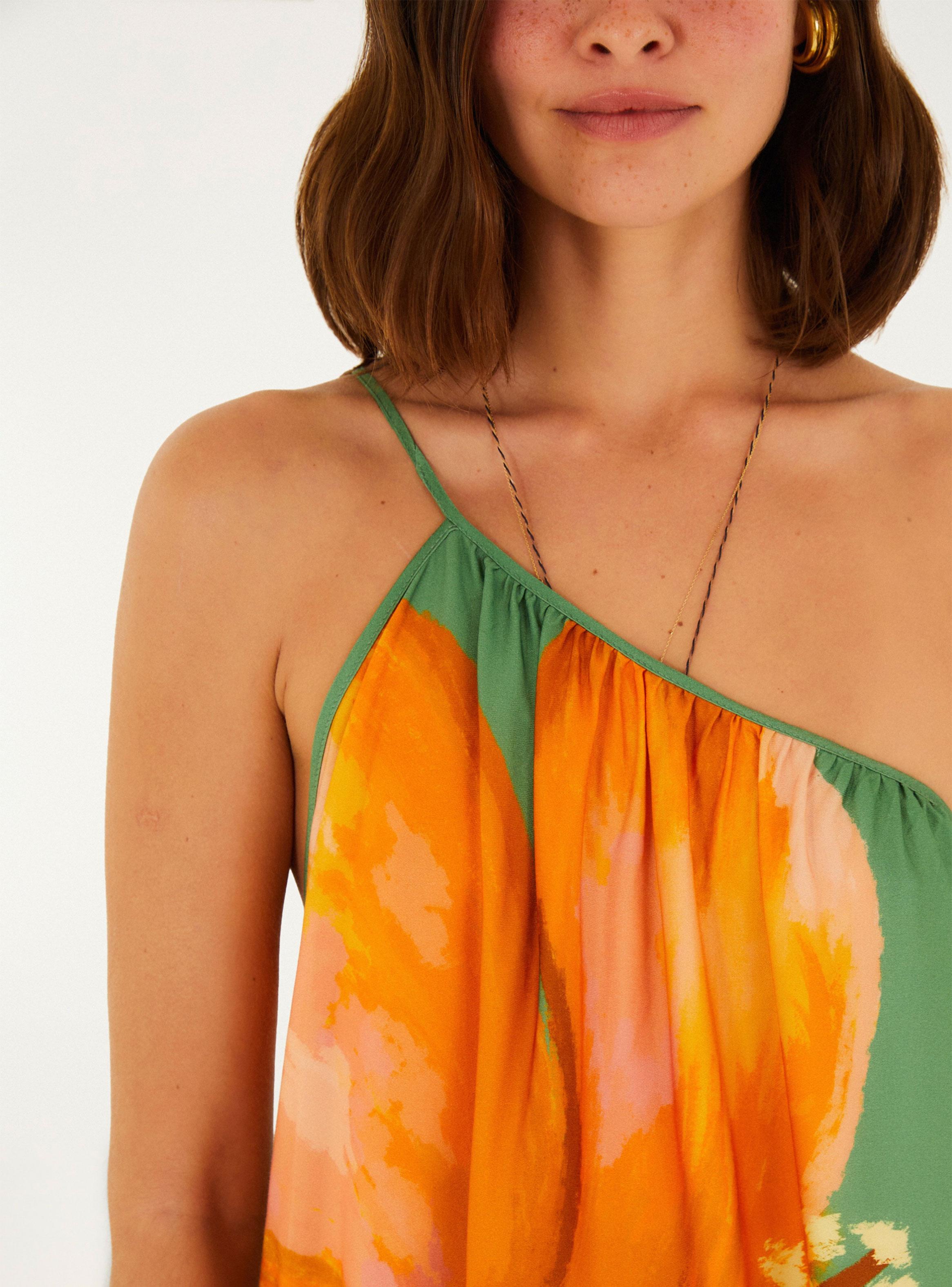 Vestido Corto Asimétrico Diseño Maxi Flor-2