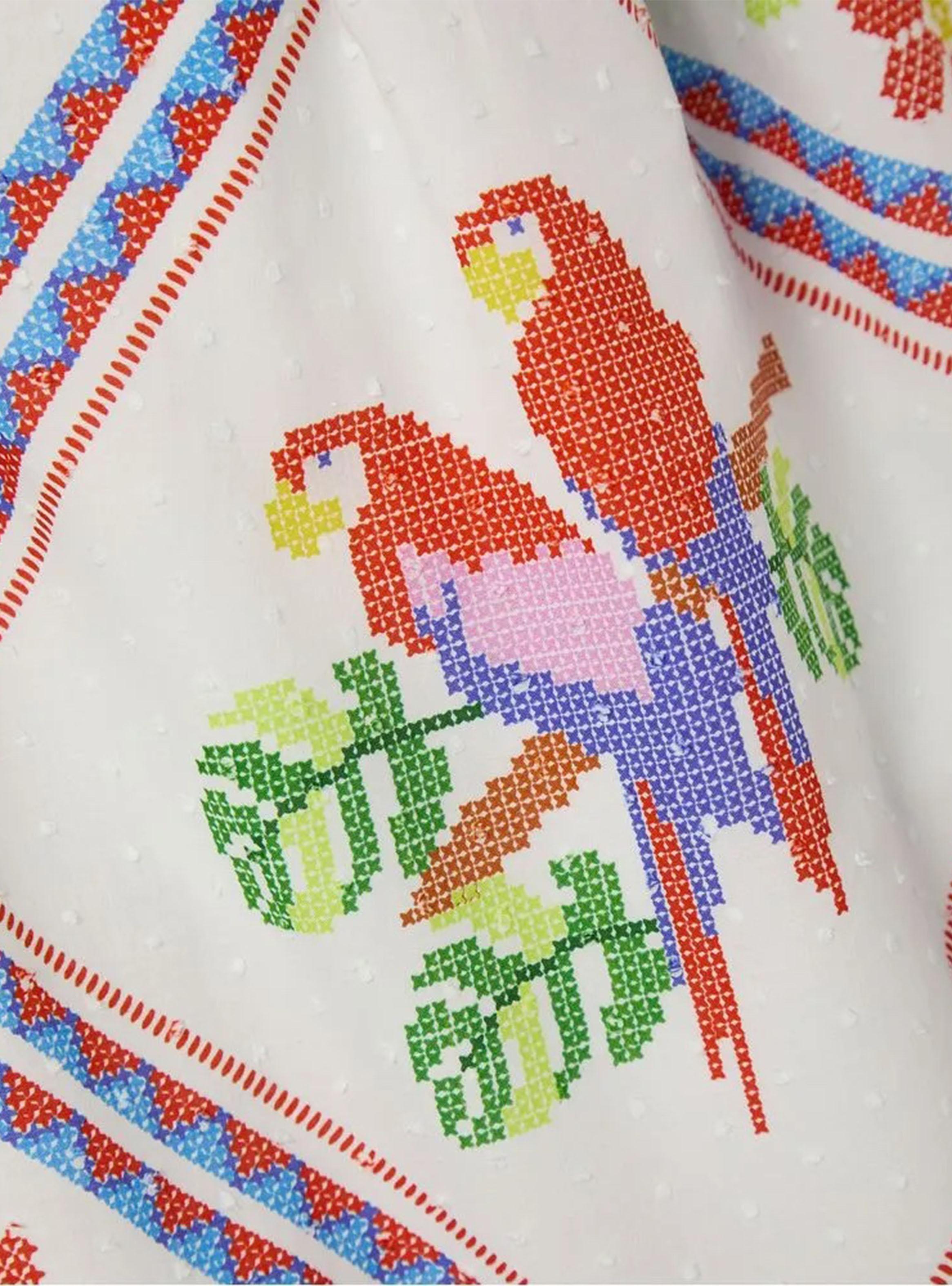 Vestido Diseño Tropical con Mangas Aglobadas-1