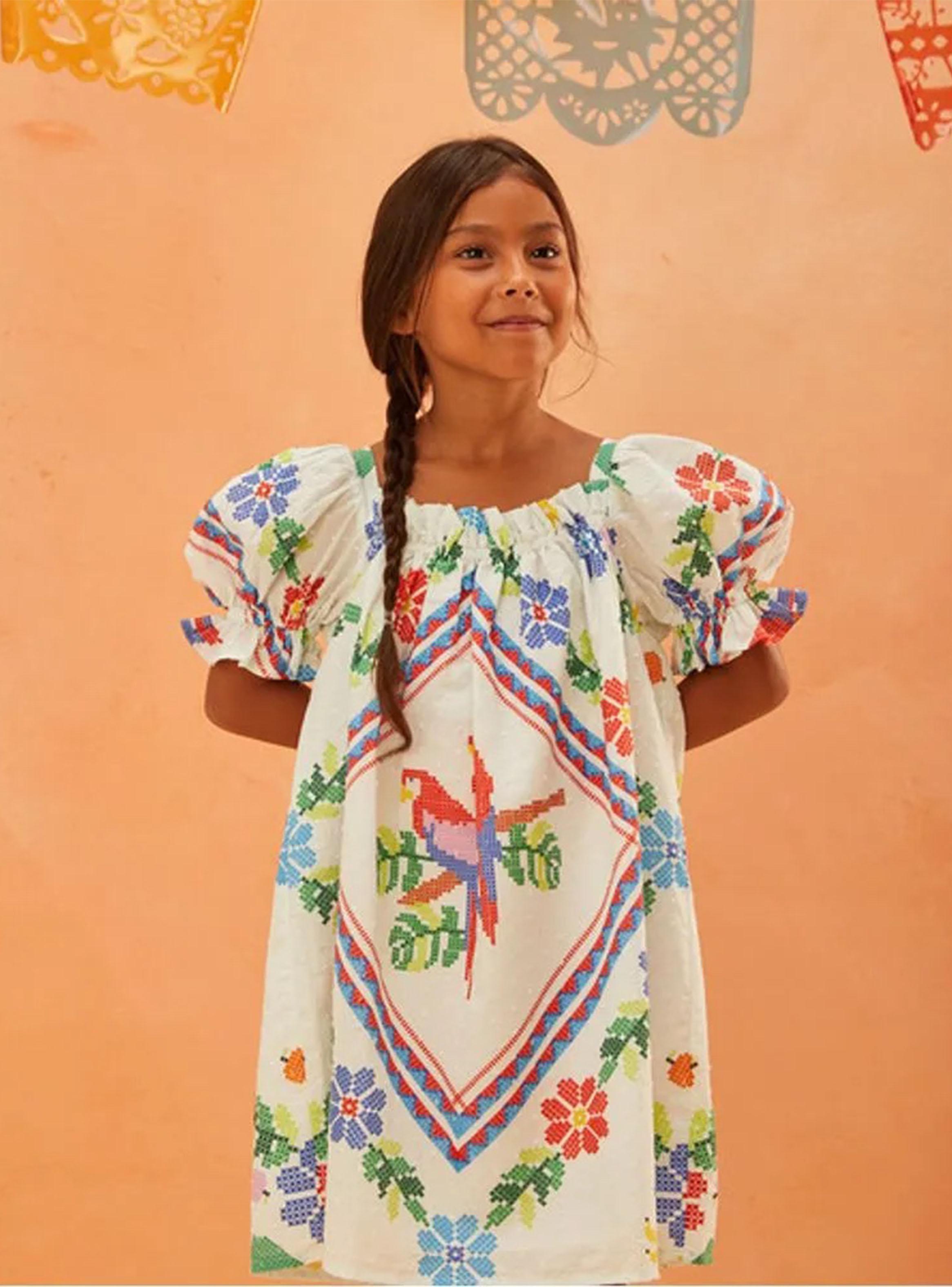 Vestido Diseño Tropical con Mangas Aglobadas-2
