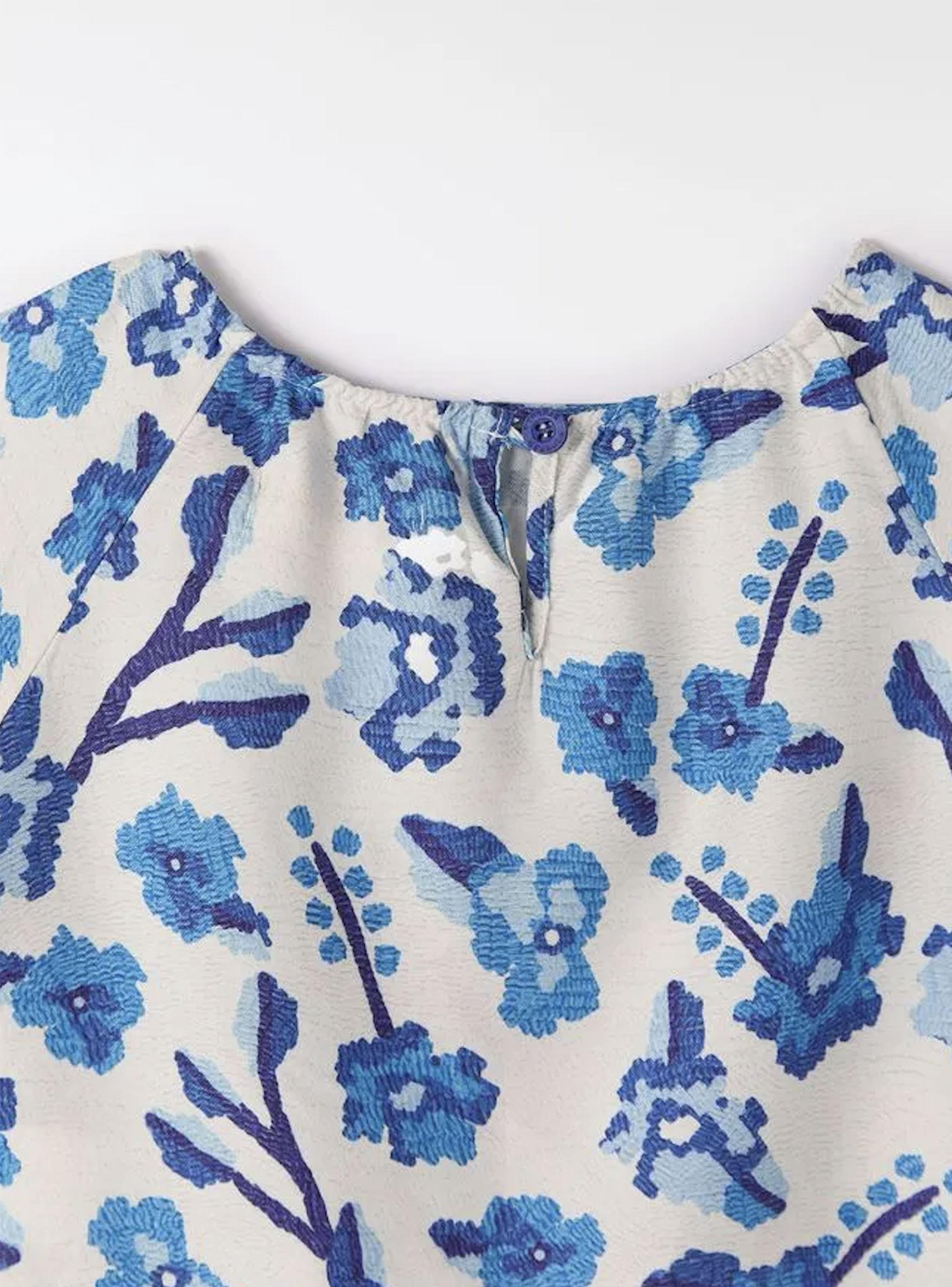 Blusa Diseño Flores y Pájaros con Detalle Mangas-3