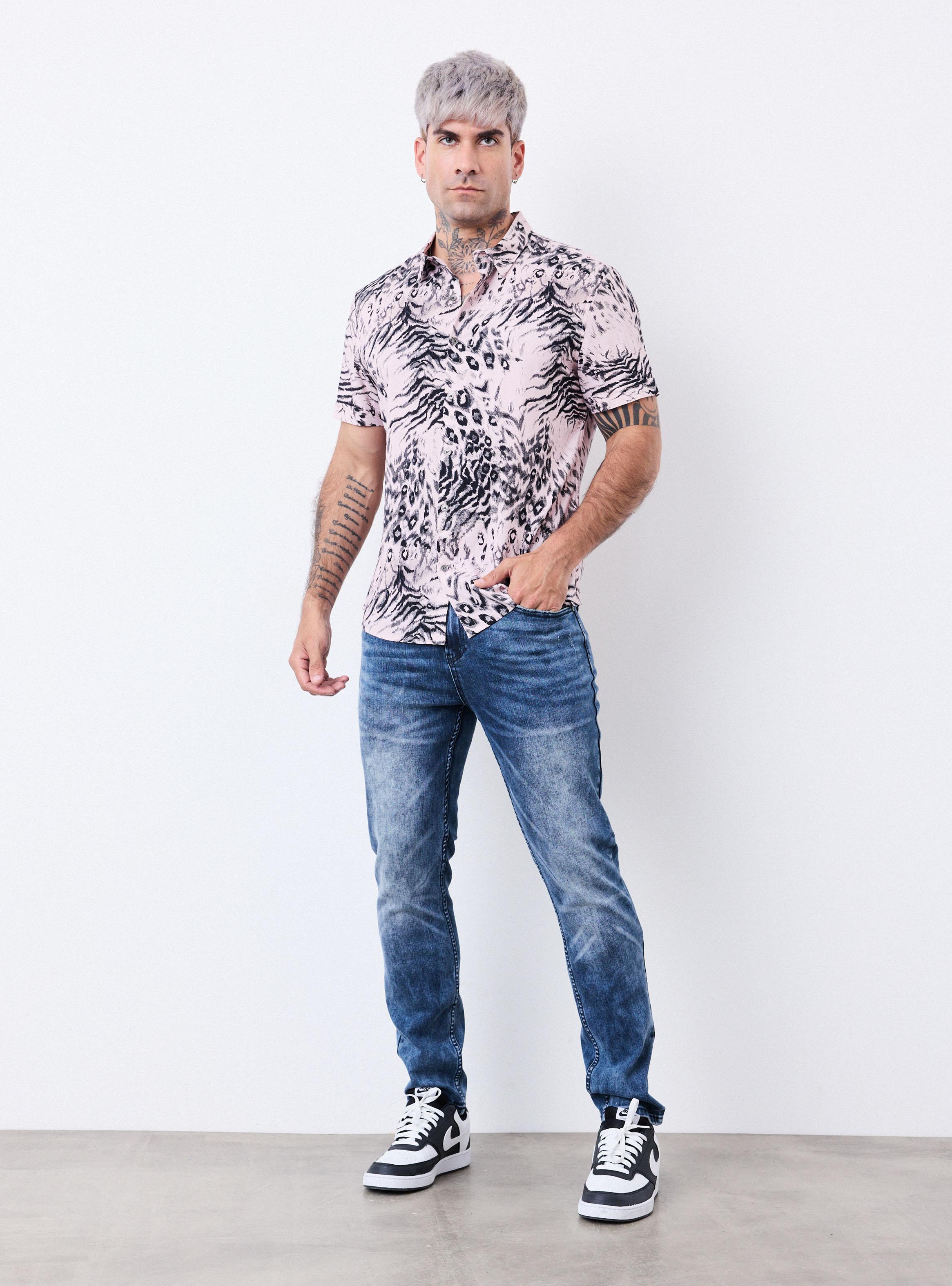 Jeans Skinny Oscuro Lavado Contrastado-4