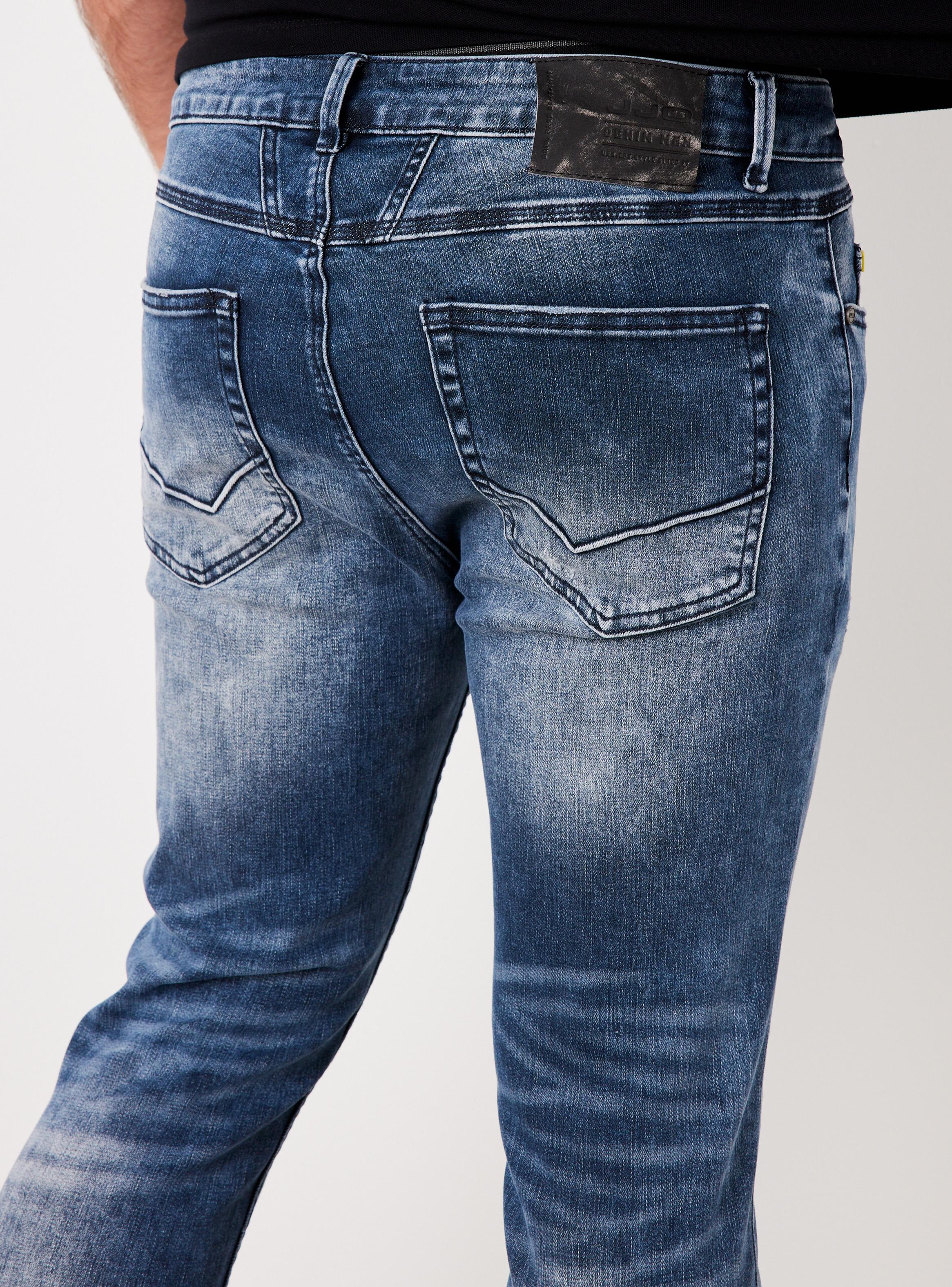 Jeans Skinny Oscuro Lavado Contrastado-3