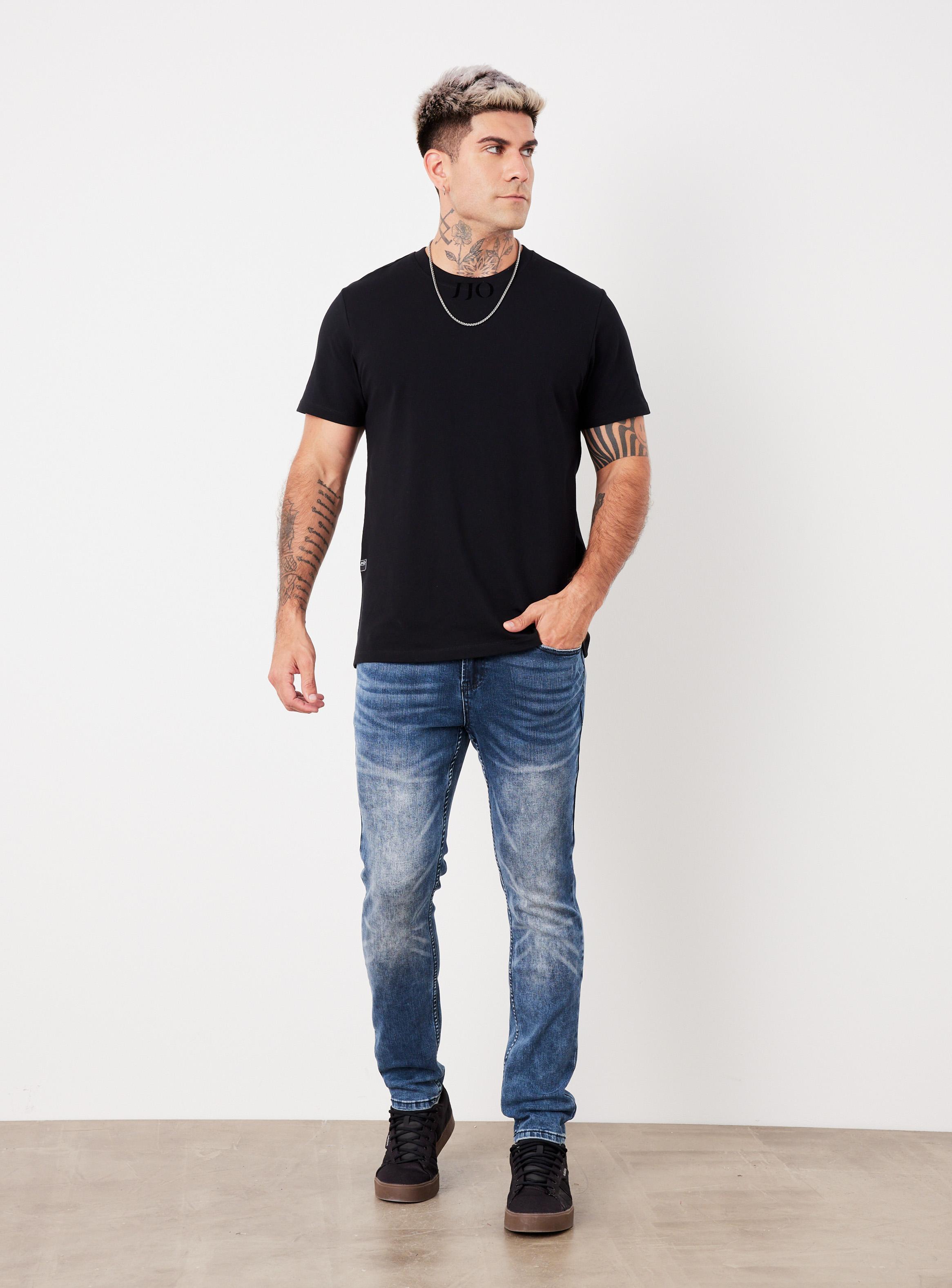 Jeans Skinny Oscuro Lavado Contrastado-4