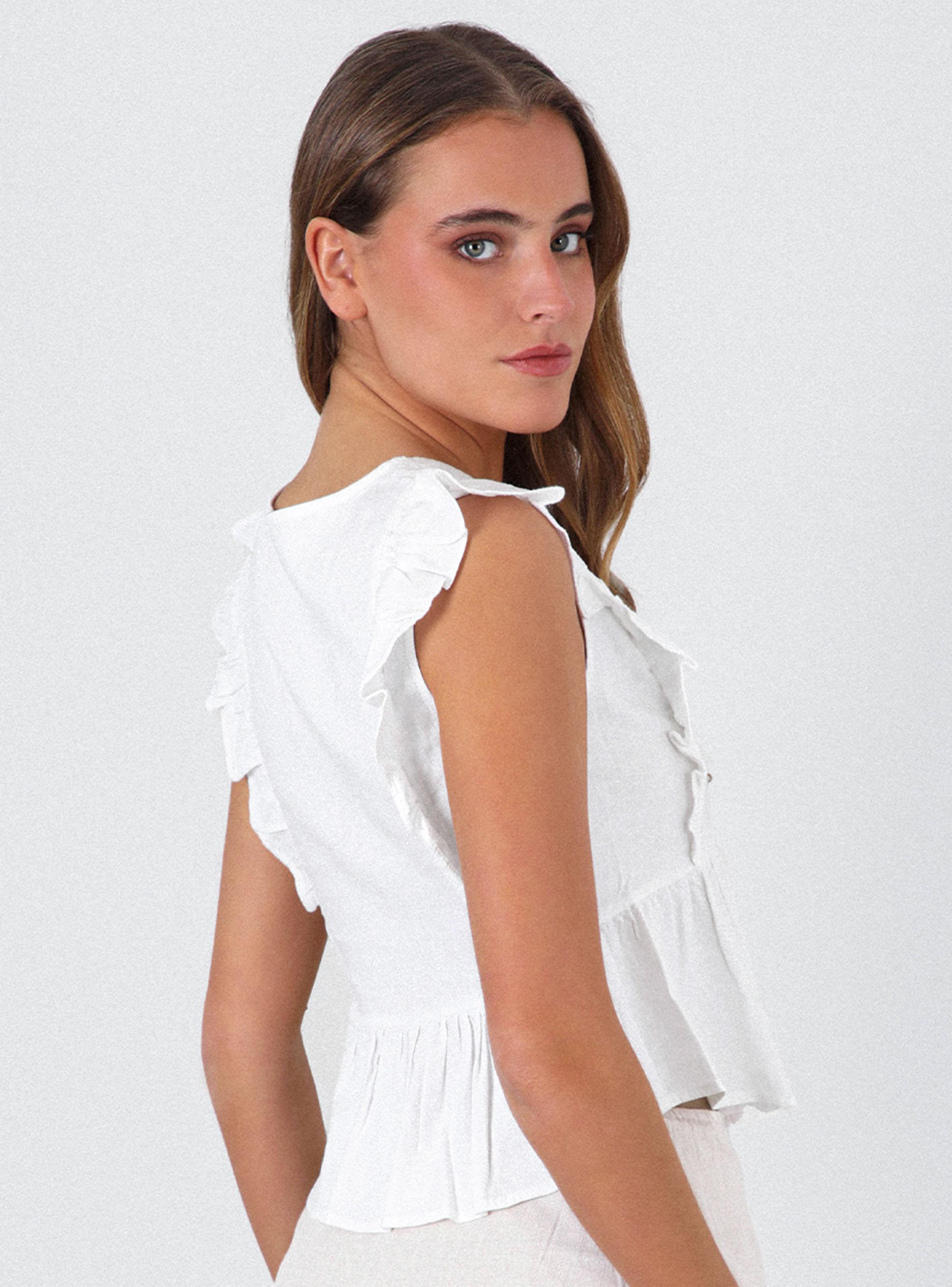 Blusa Vuelos sin Mangas y Botones Frontales-3