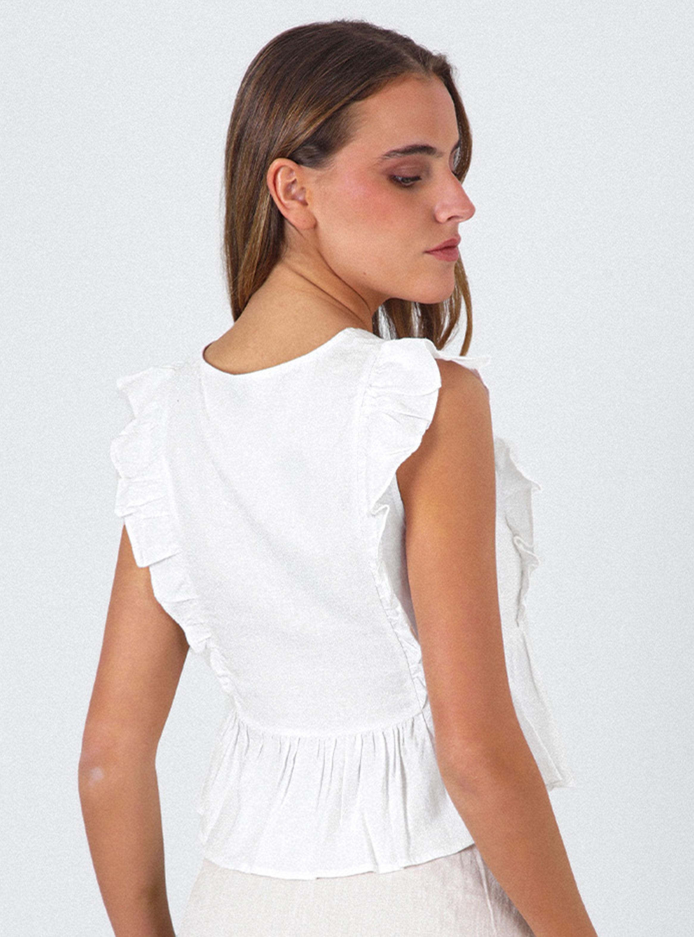 Blusa Vuelos sin Mangas y Botones Frontales-2