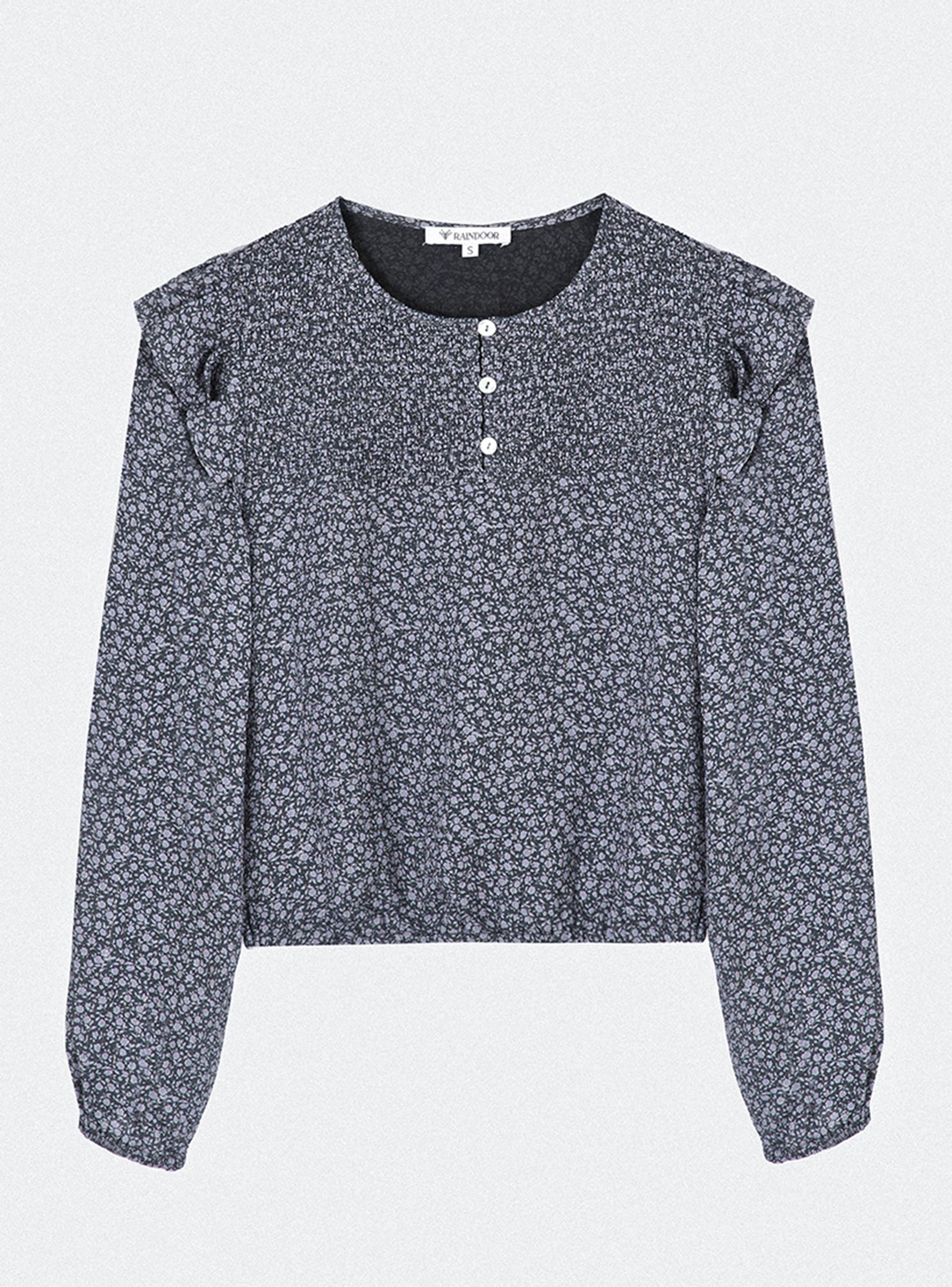 Blusa Estampada Vuelo Lurex Navy Colección Josefa Saez-5