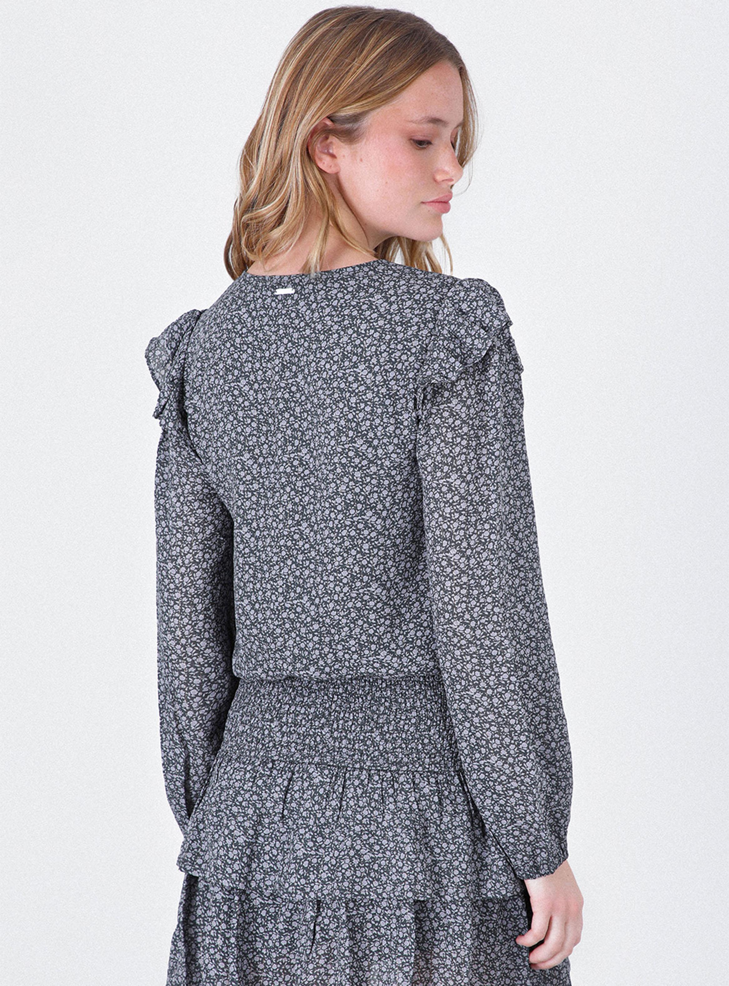 Blusa Estampada Vuelo Lurex Navy Colección Josefa Saez-2