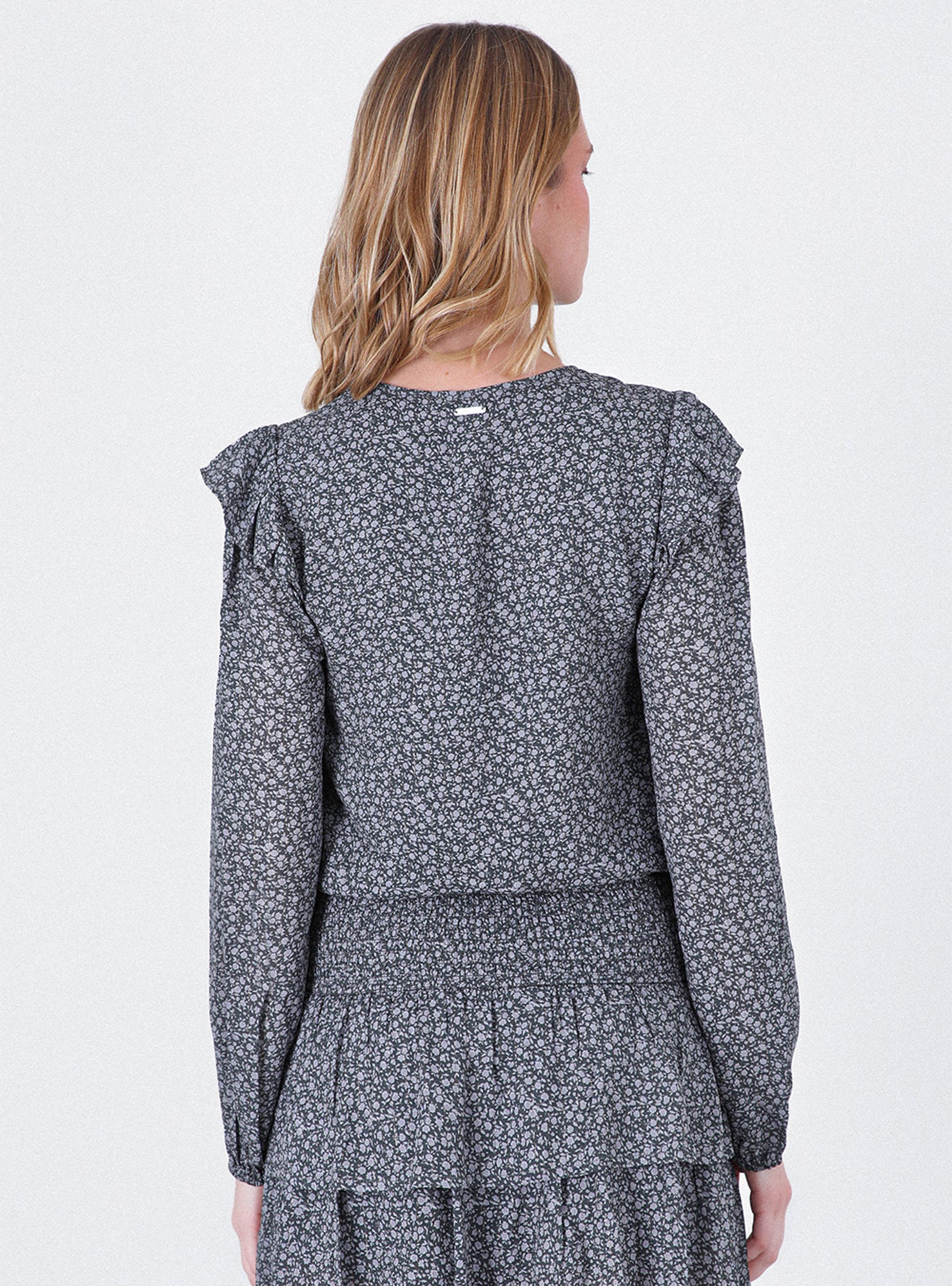 Blusa Estampada Vuelo Lurex Navy Colección Josefa Saez-1
