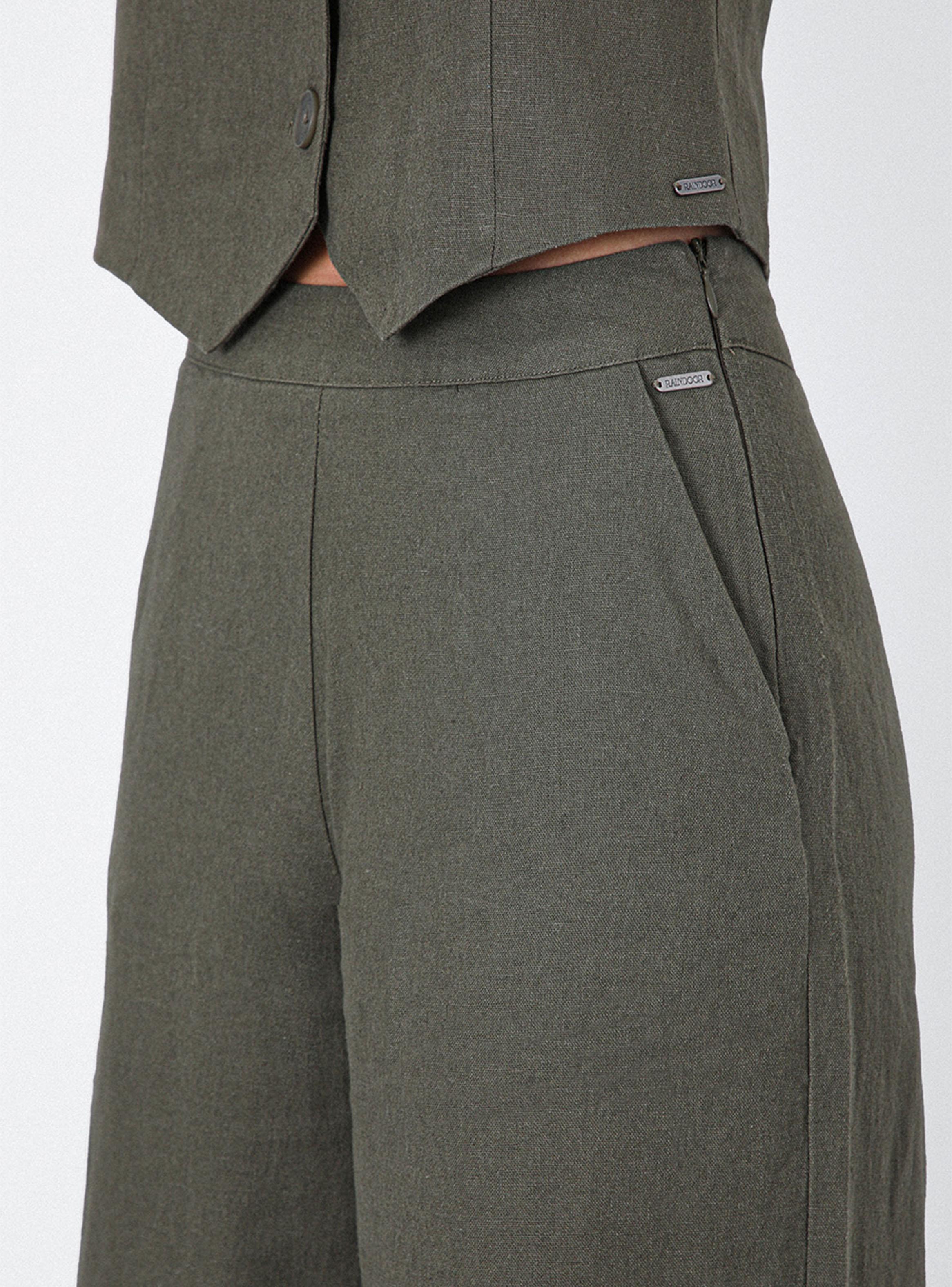 Pantalón Lino Liso Gree-3