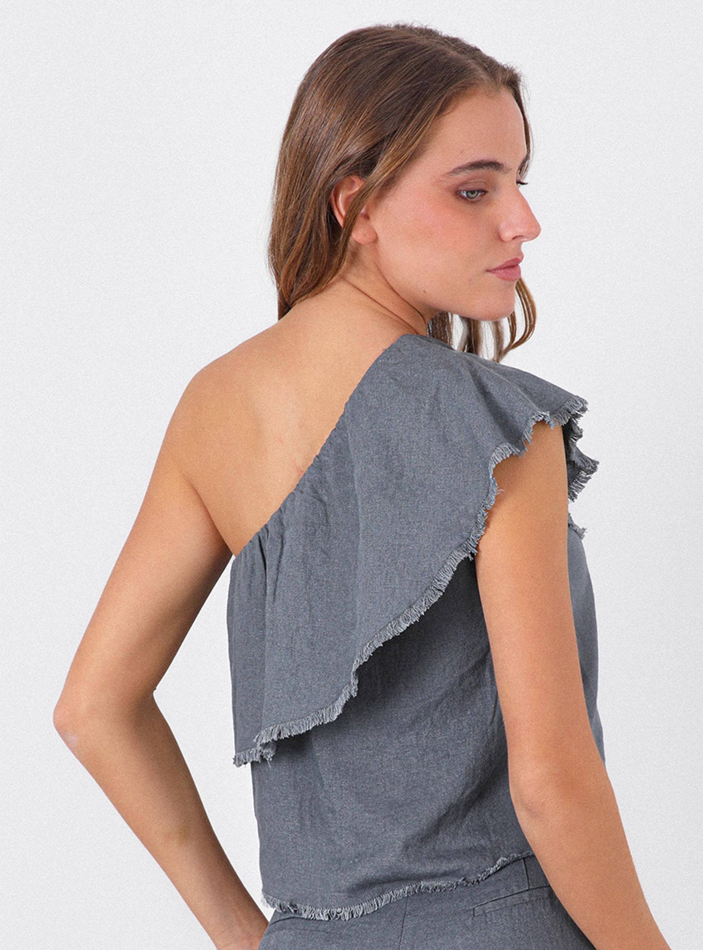 Top Hombro Vuelos Grey-1
