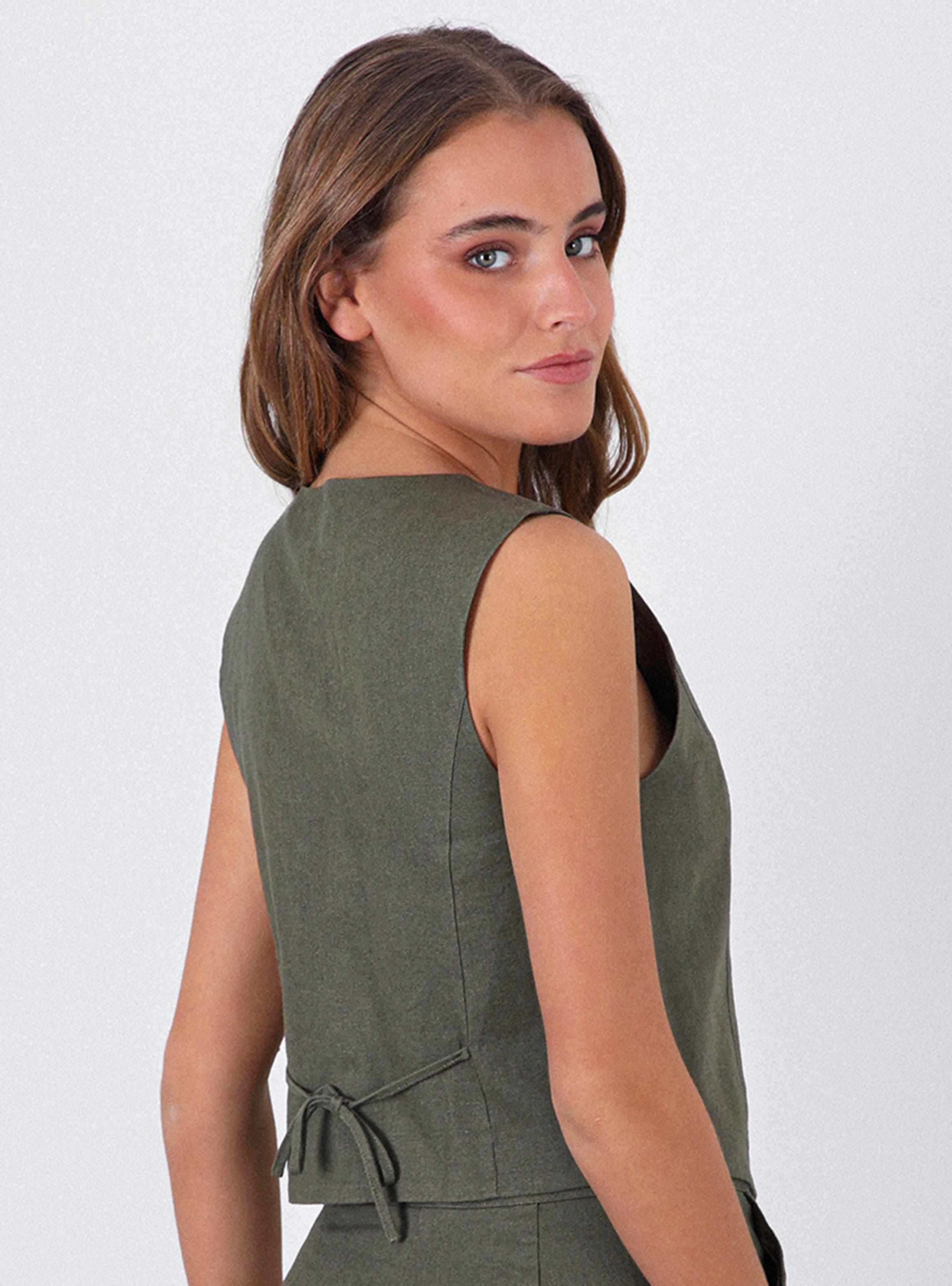 Vest Lino Rayas Colección Josefa Saez-2