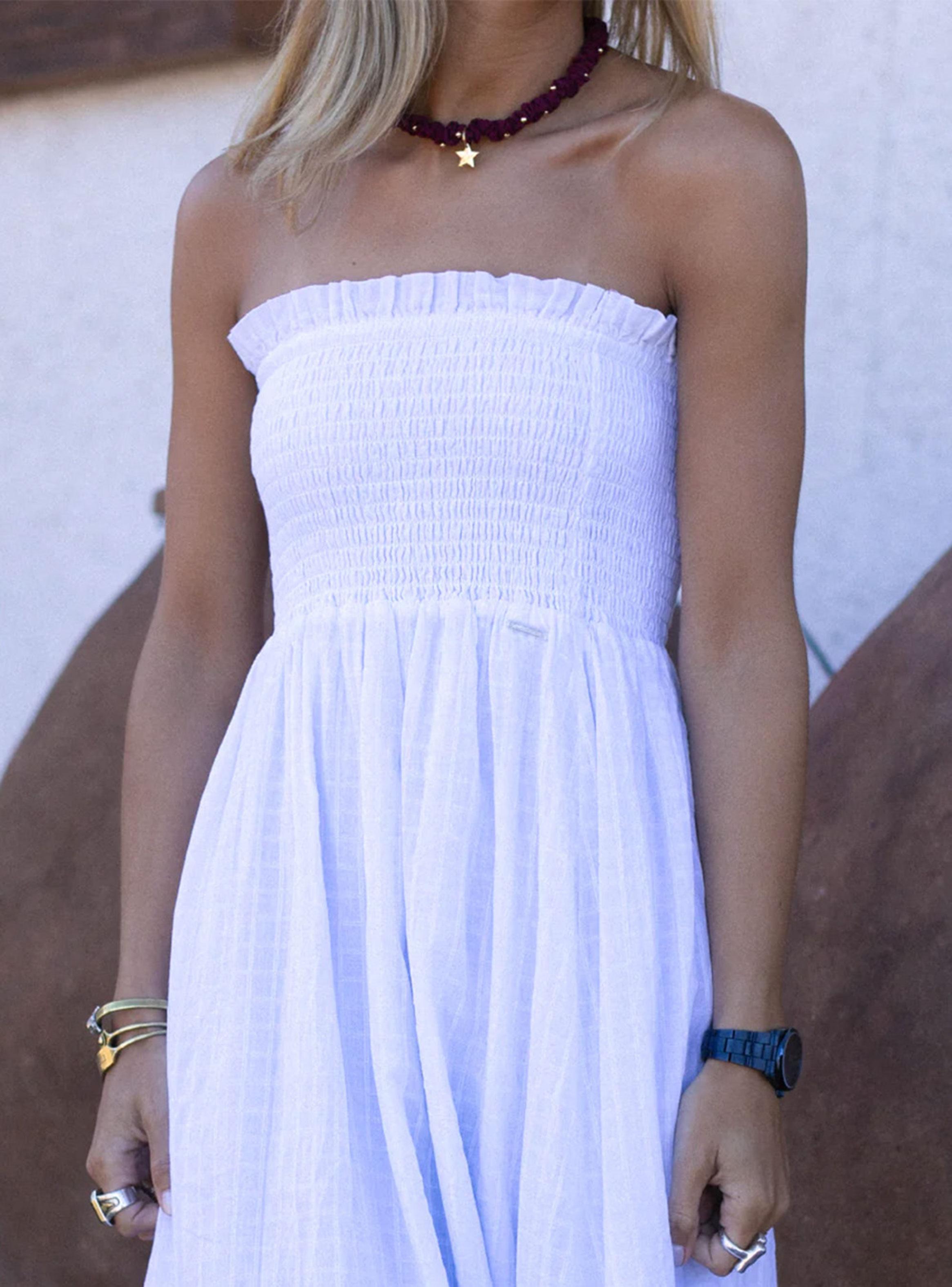 Vestido Largo Strapless White Colección Josefa Saez-3