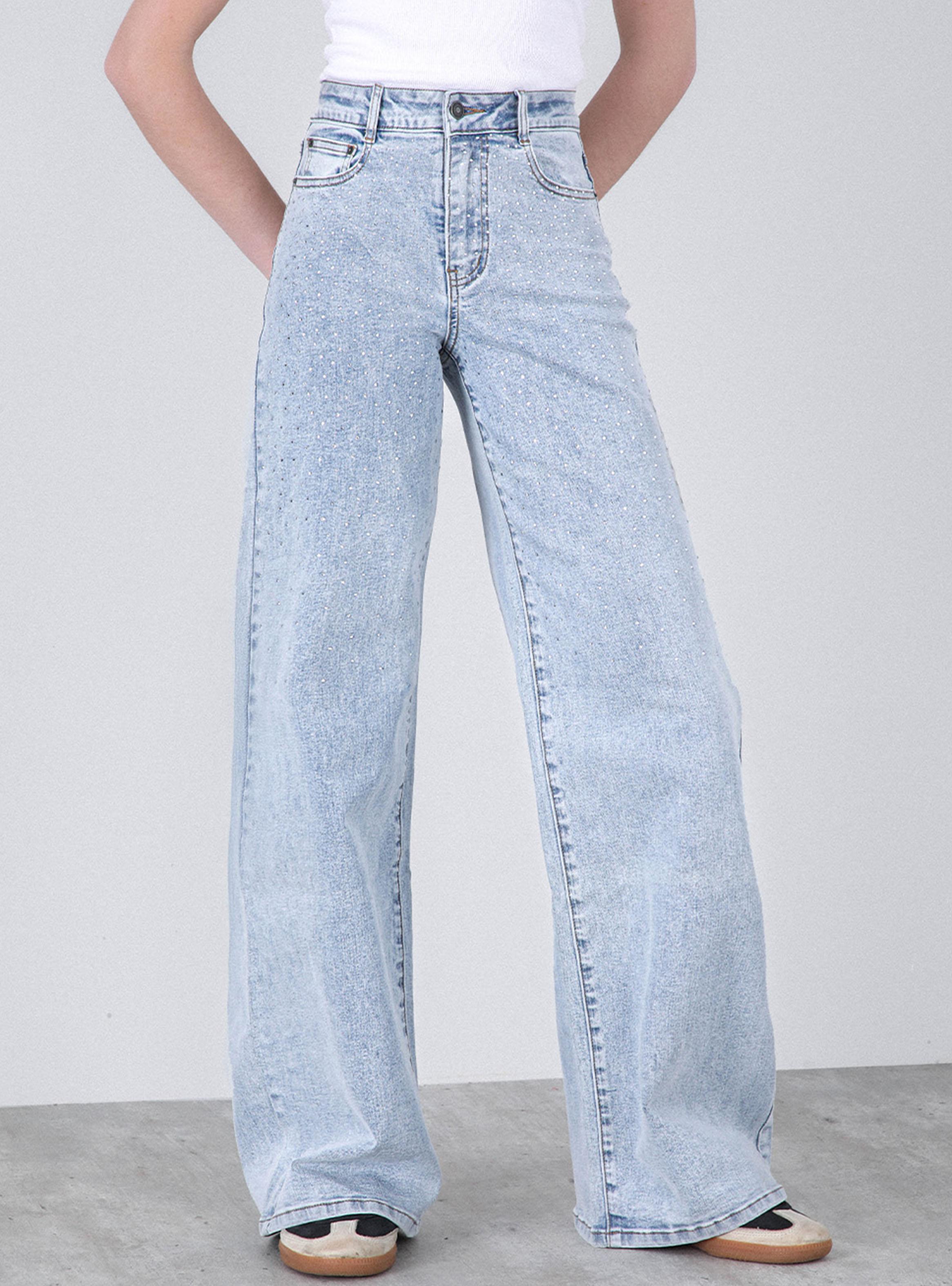 Pantalón Wide Leg Strass Degradé-0