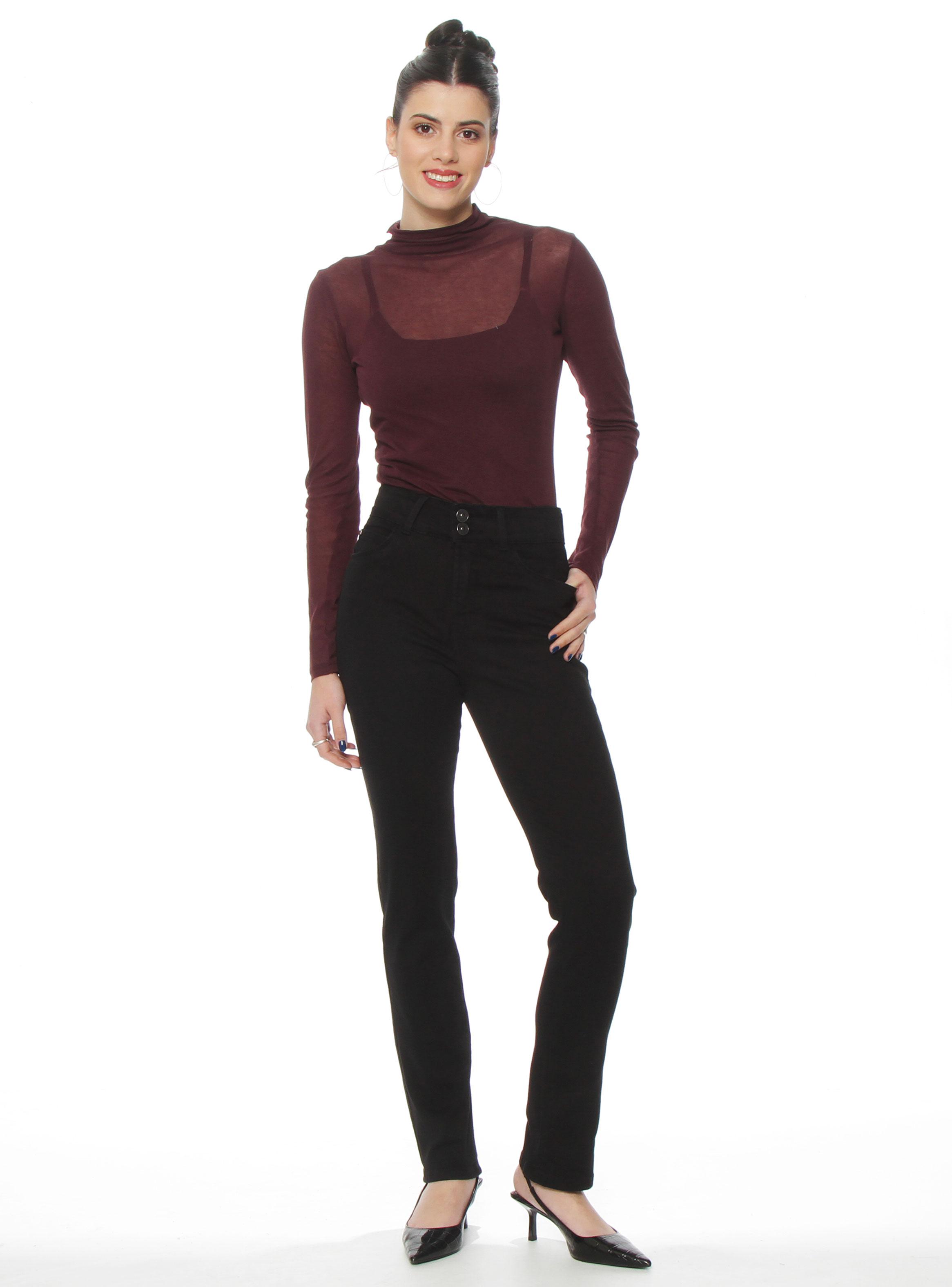 Jeans Pitillo Tiro Alto Pretina Media 2 Botones Push Up J34-2