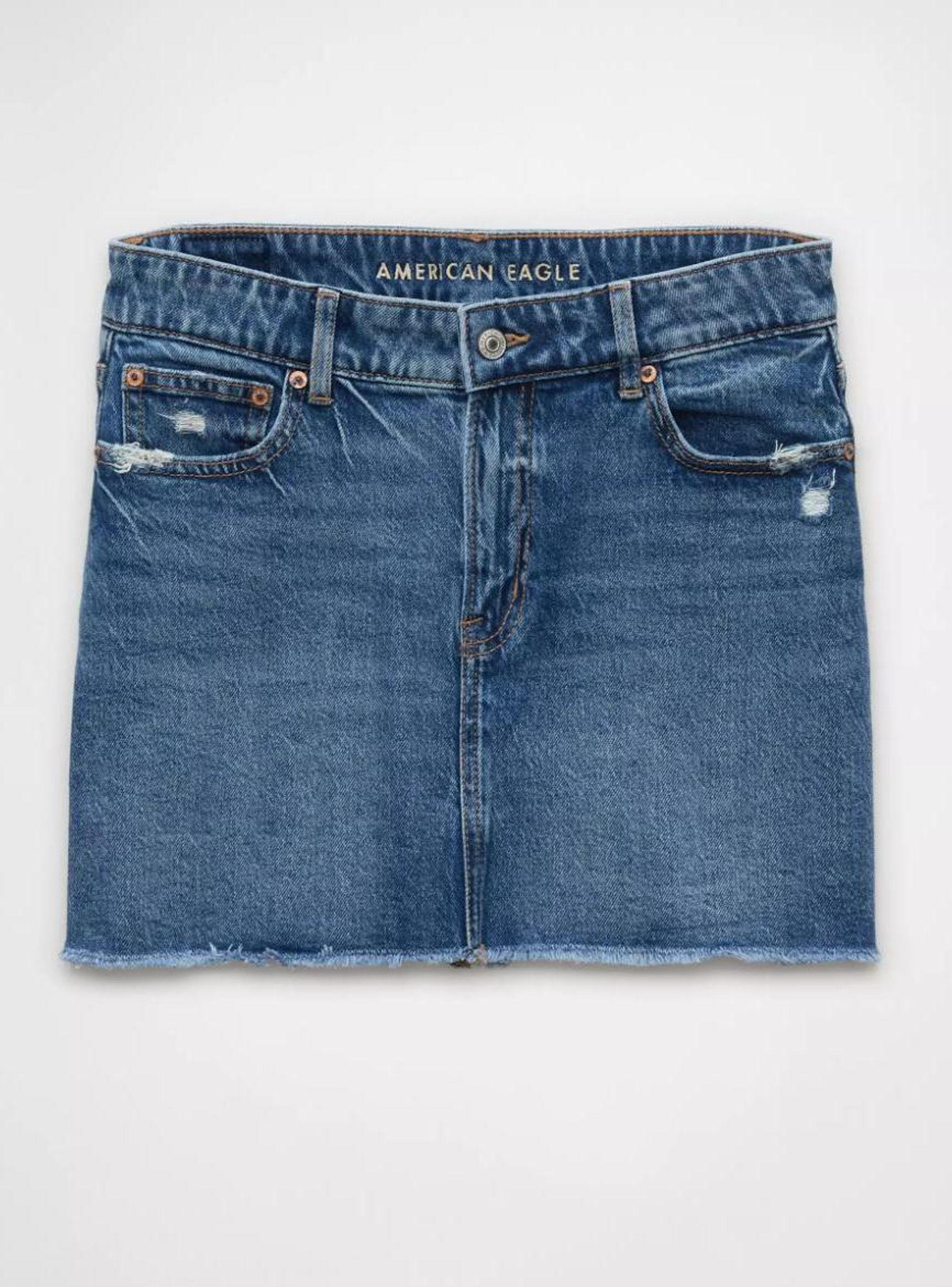 Falda Mini Mezclilla Perfecta de Cintura Alta Elástica Ae-3