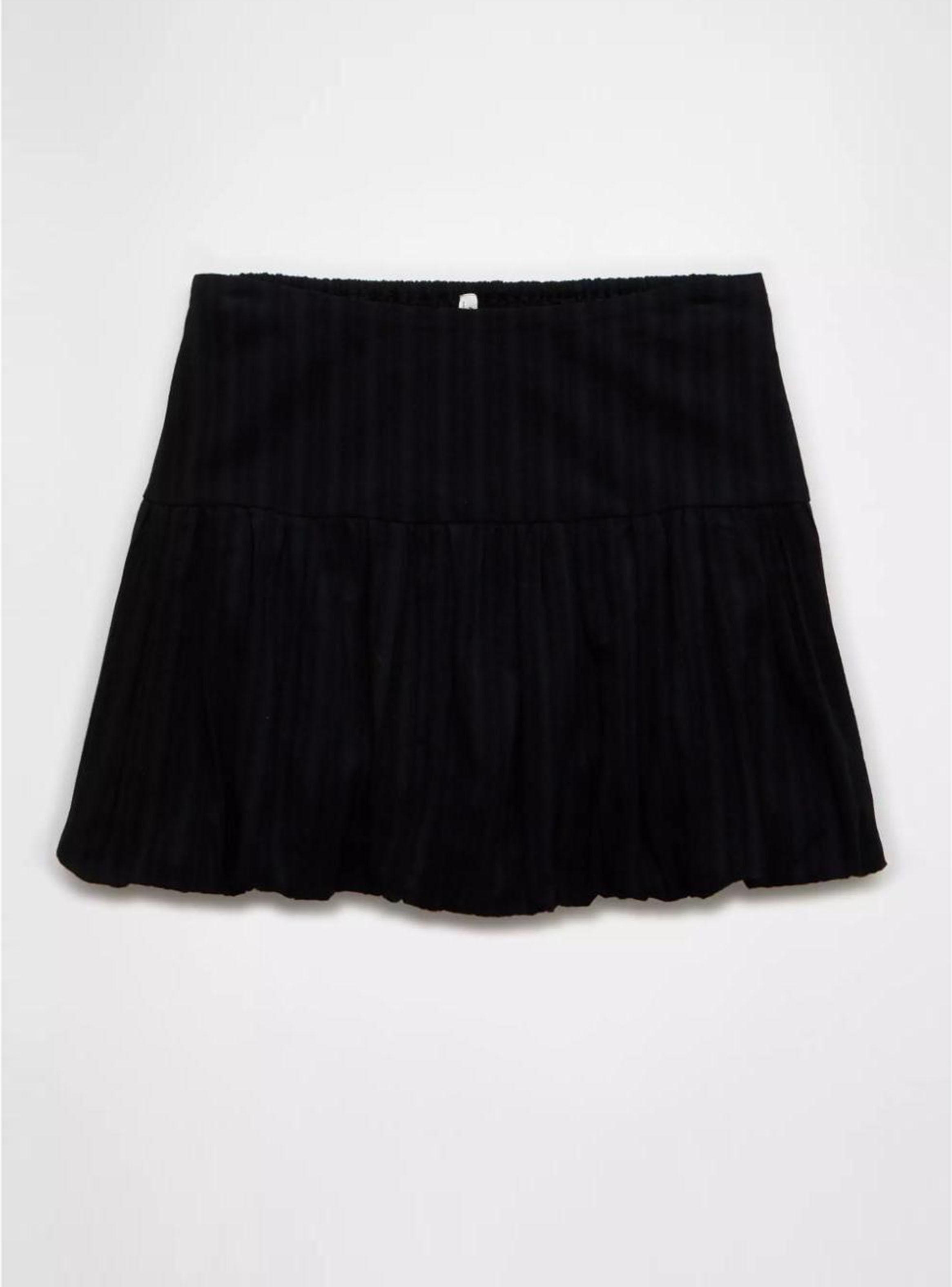 Falda Abombada Bordada High Waisted con Nido de Abeja-3