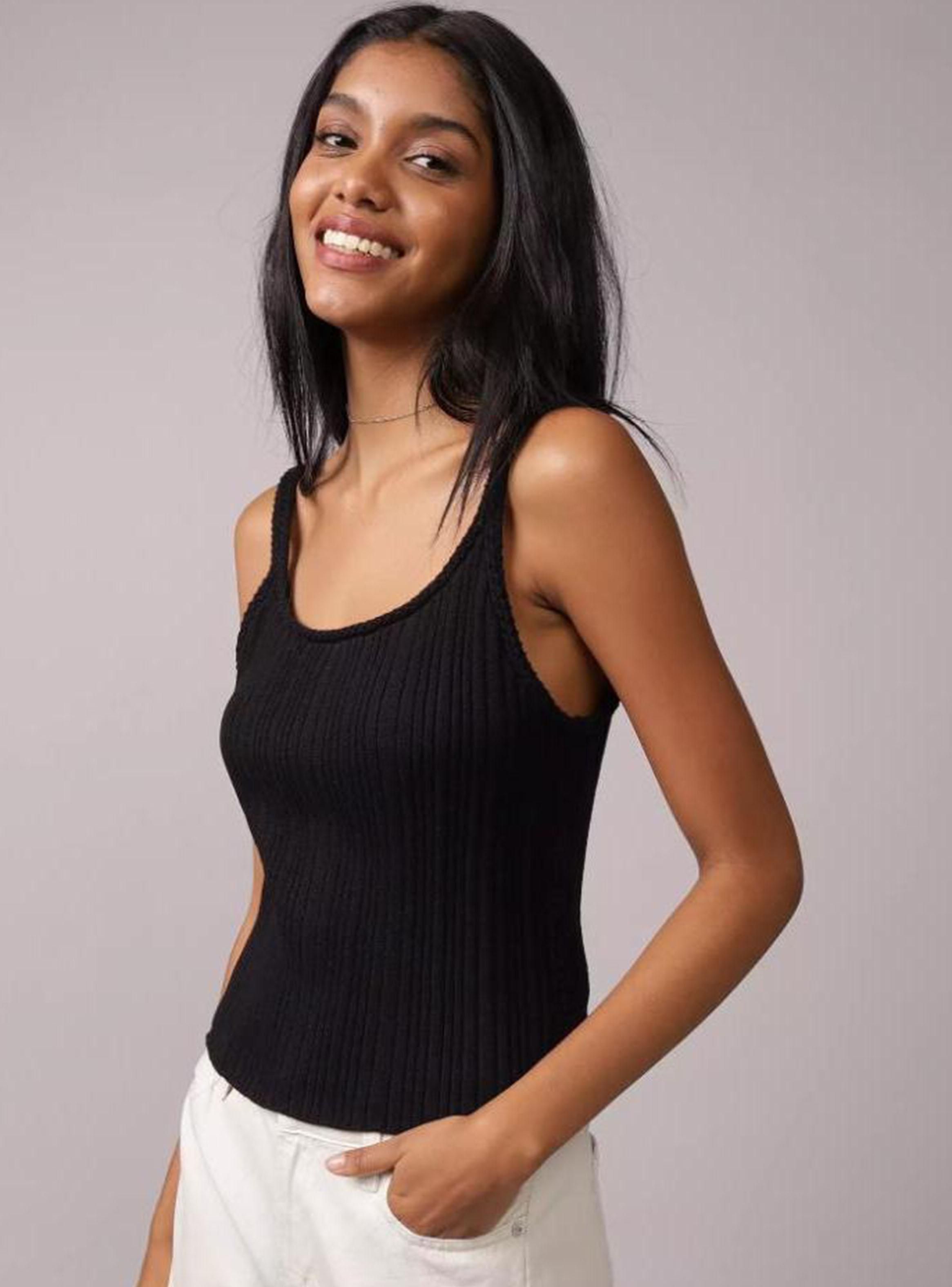 Camiseta Ae Cropped sin Mangas Crochet-0