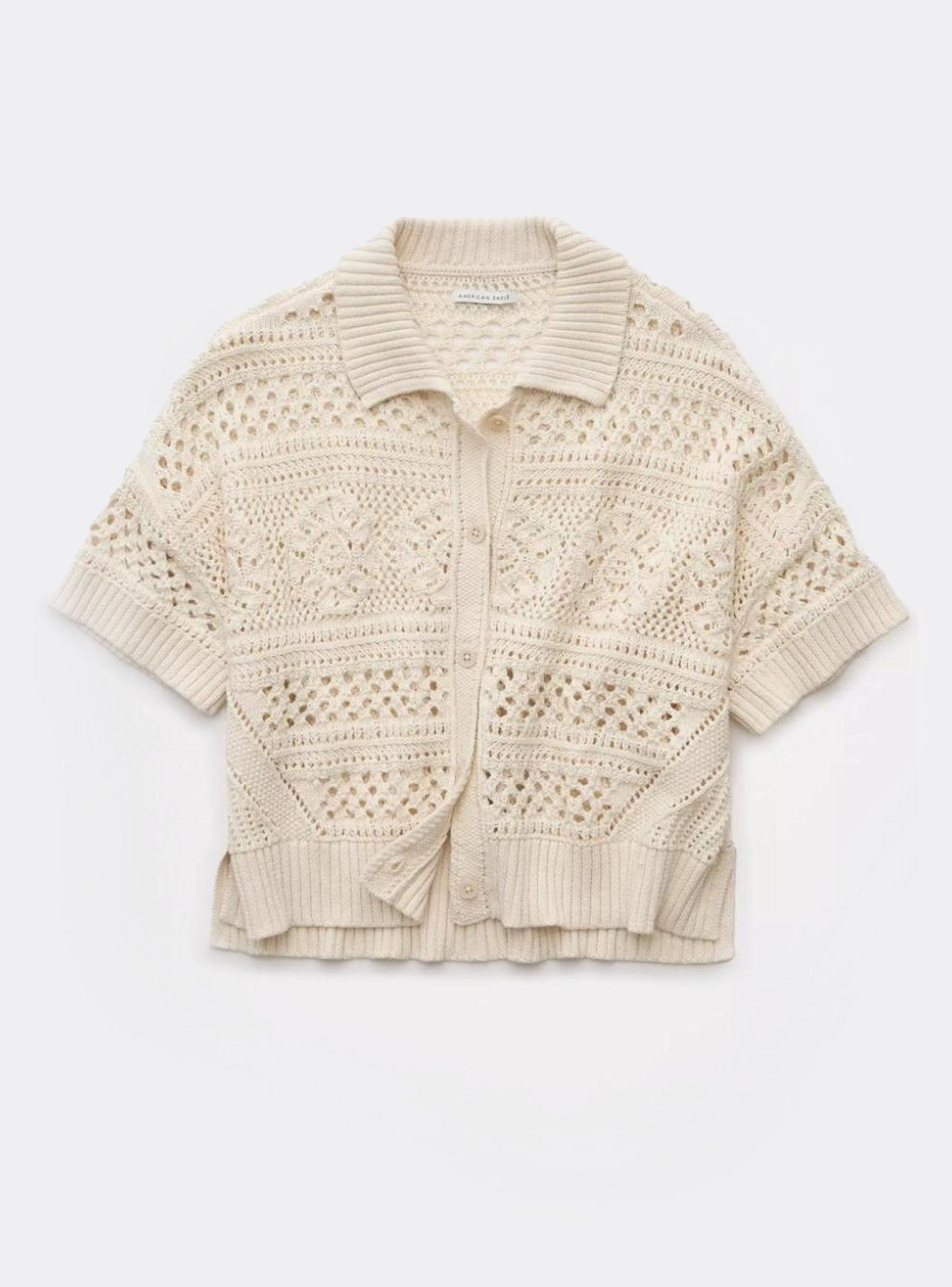 Polera Ae Tejida Botones Manga Corta-3