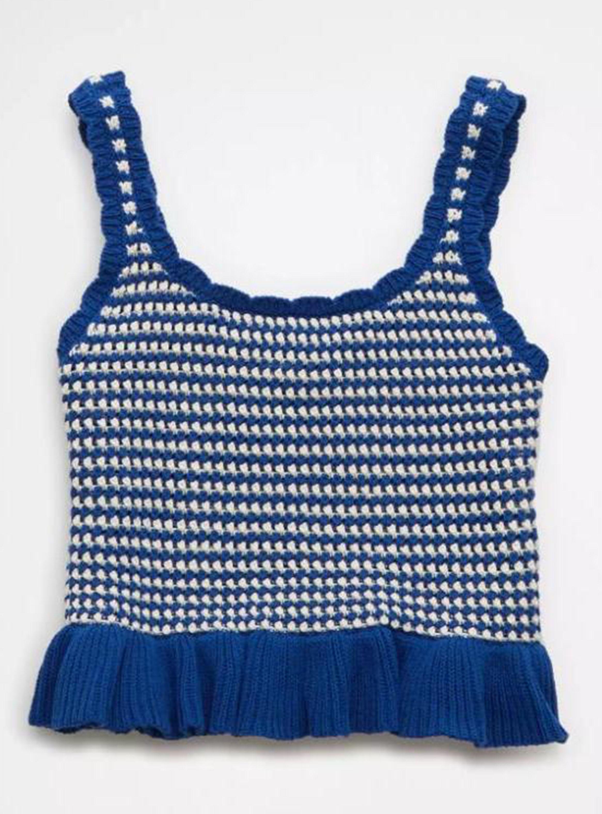 Top Ae Parte de Arriba sin Mangas Crochet con Peplo-4