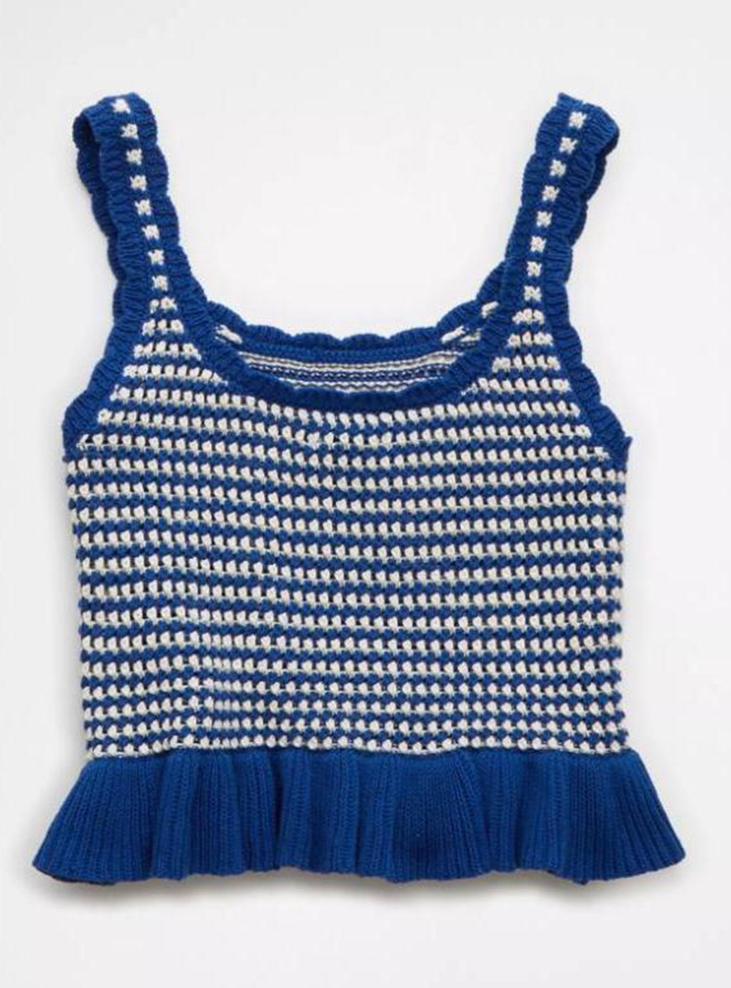 Top Ae Parte de Arriba sin Mangas Crochet con Peplo-3