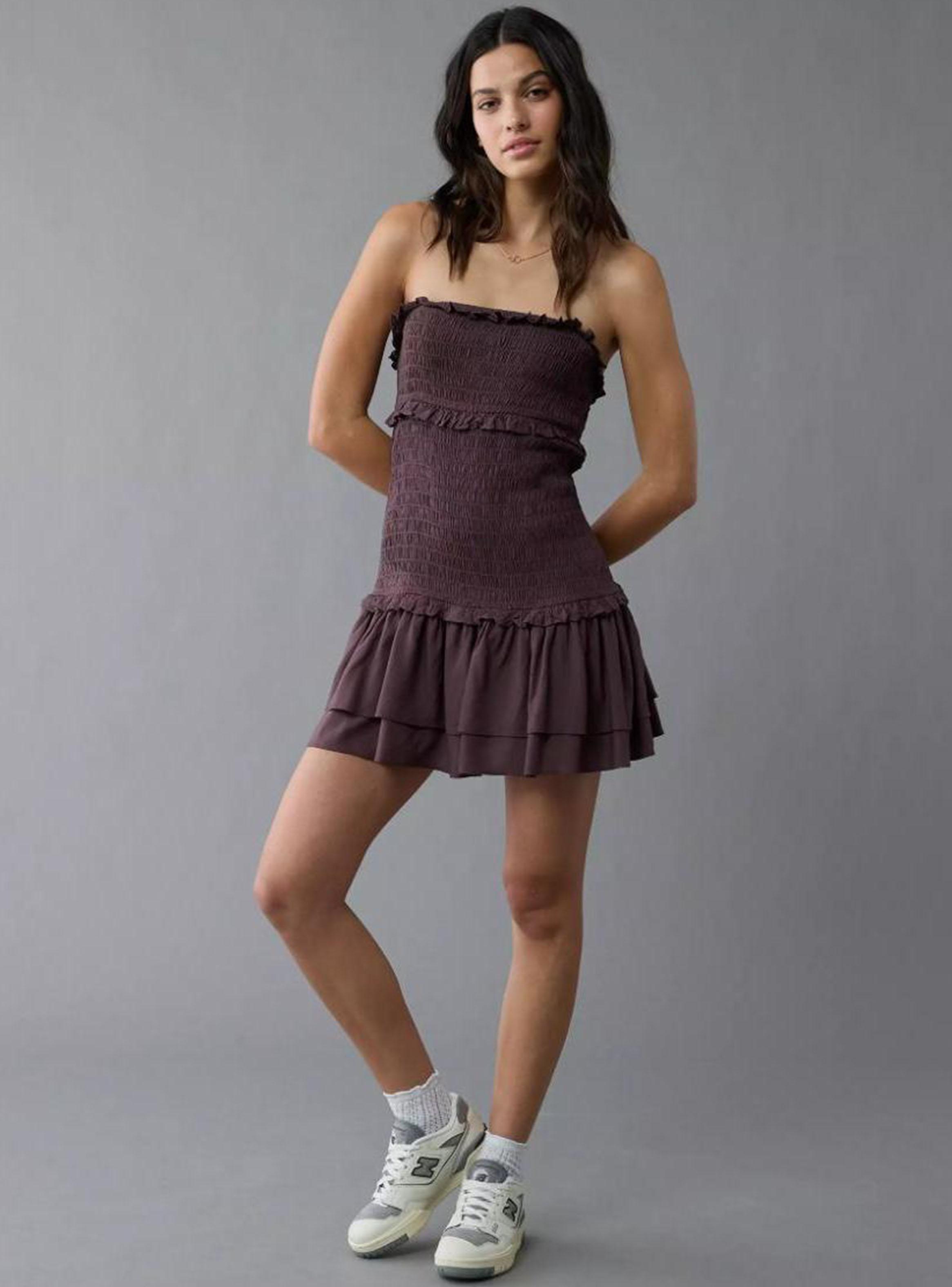 Vestido Mini con Volantes Fruncidos Ae-2