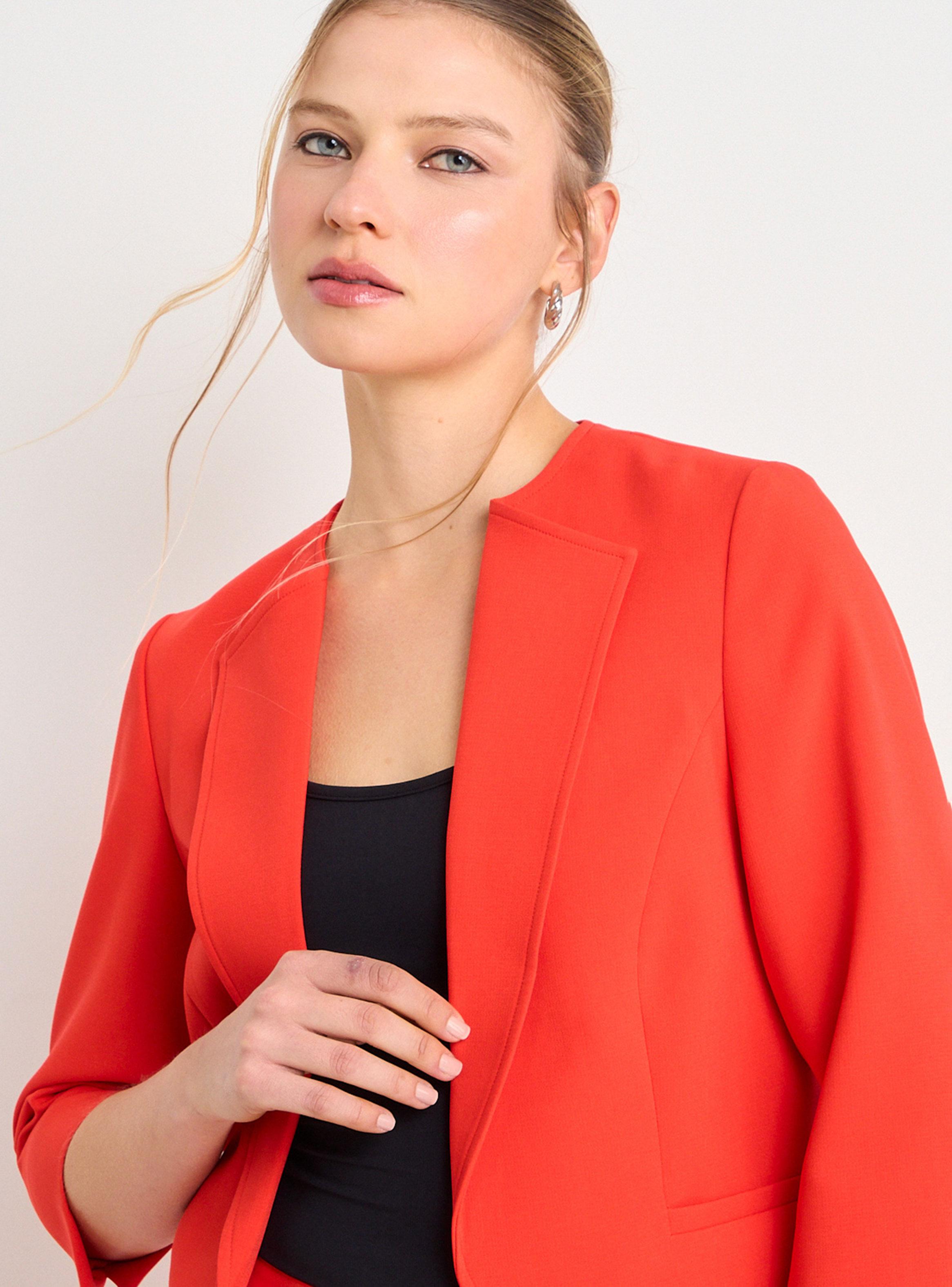 Blazer Liso con Solapa y sin Cuello Manga Regular-3