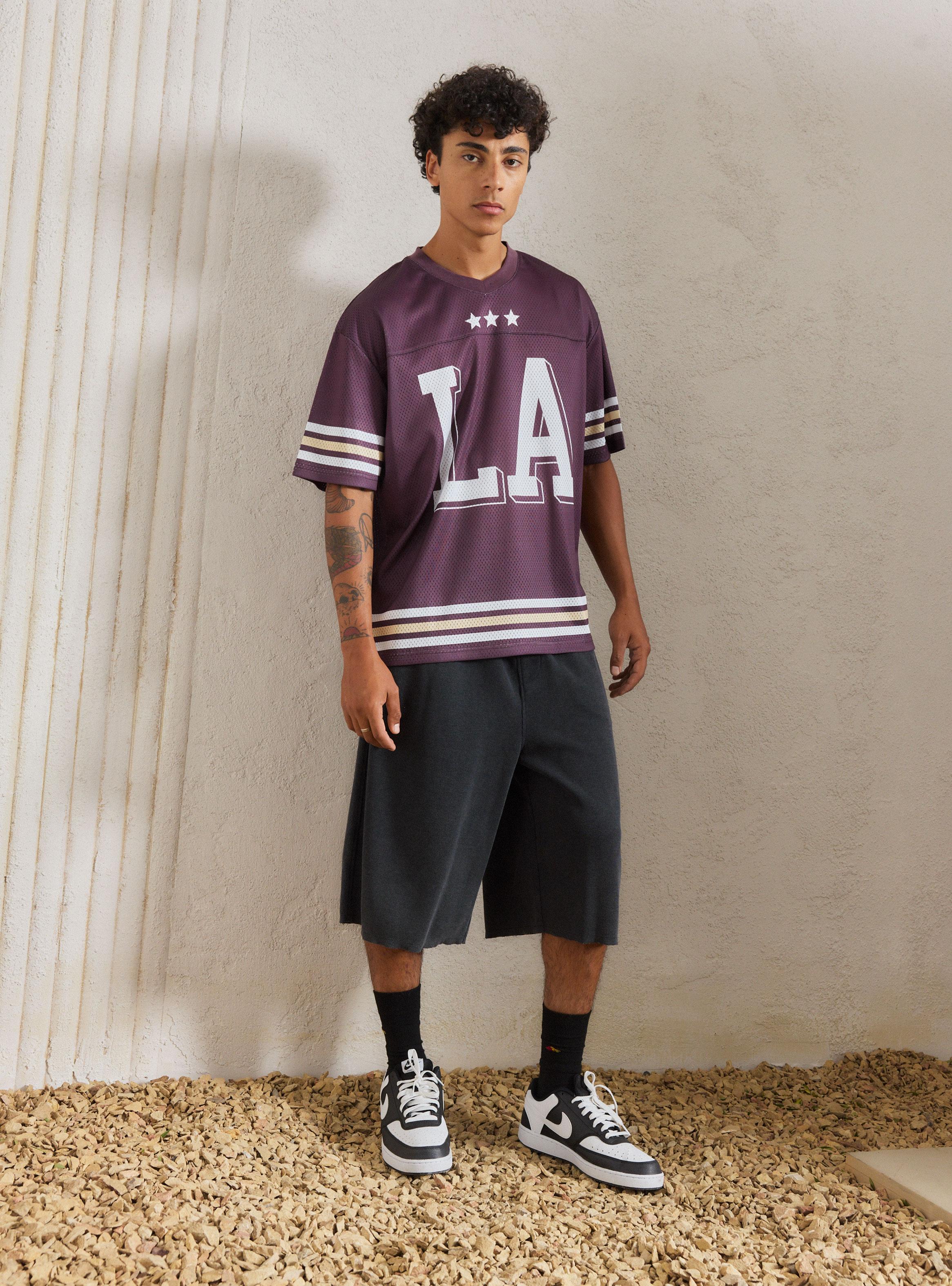 Polera LA Rayas Mesh Oversize-4