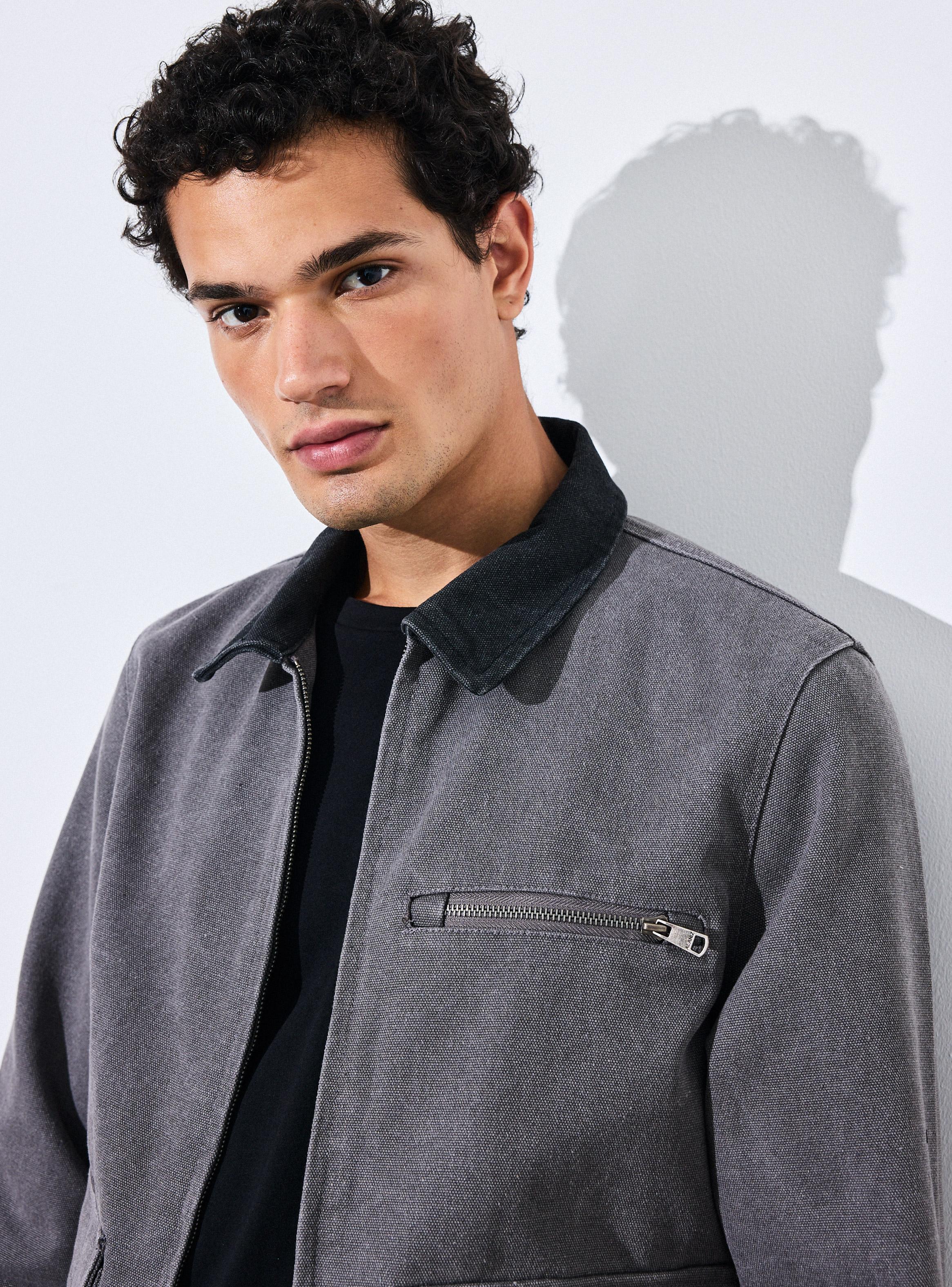 Chaqueta Casual Denim Bolsillos Frontales-3