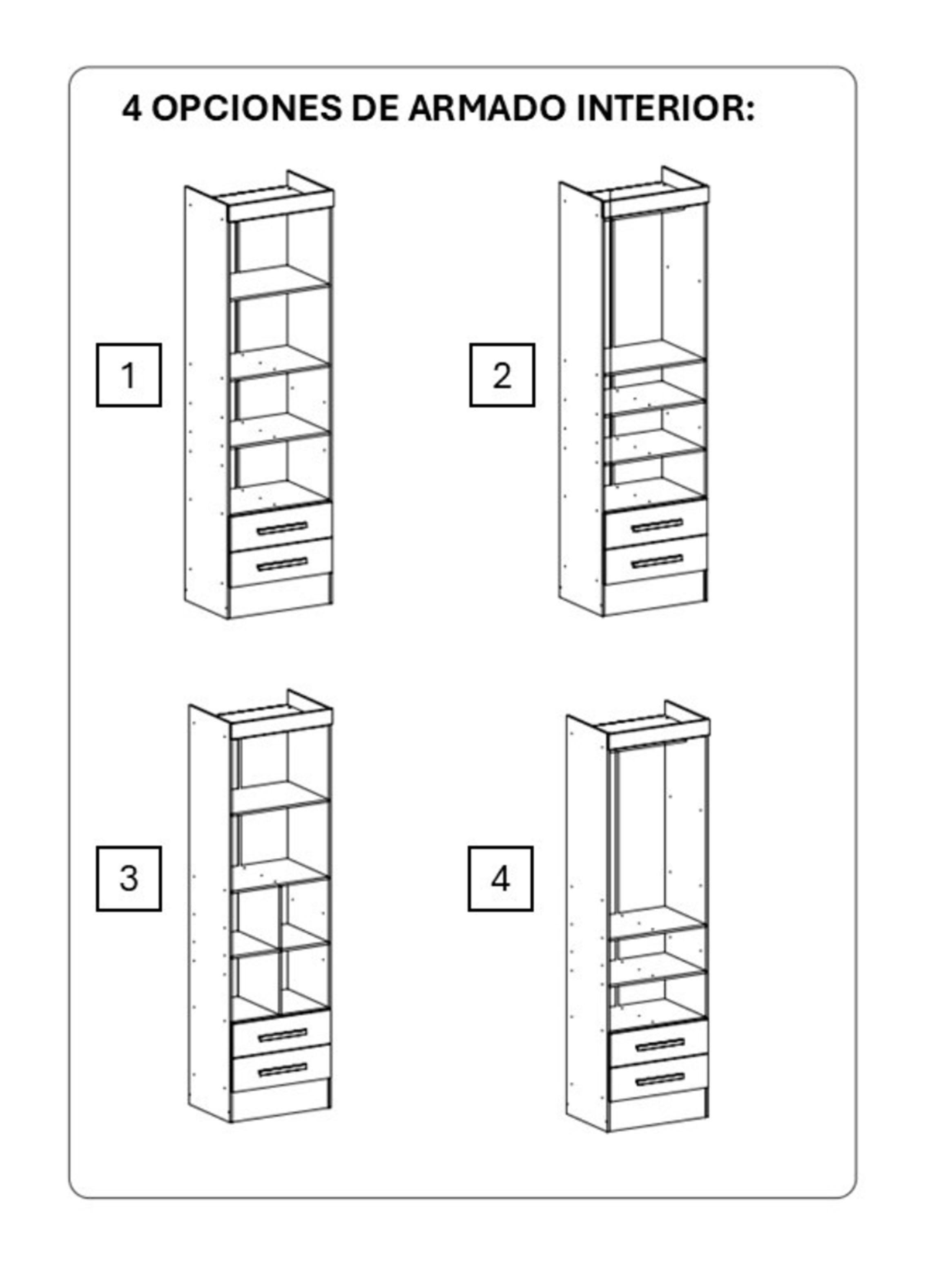Clóset 2 Puertas 2 Cajones Canela y Blanco Off White-2