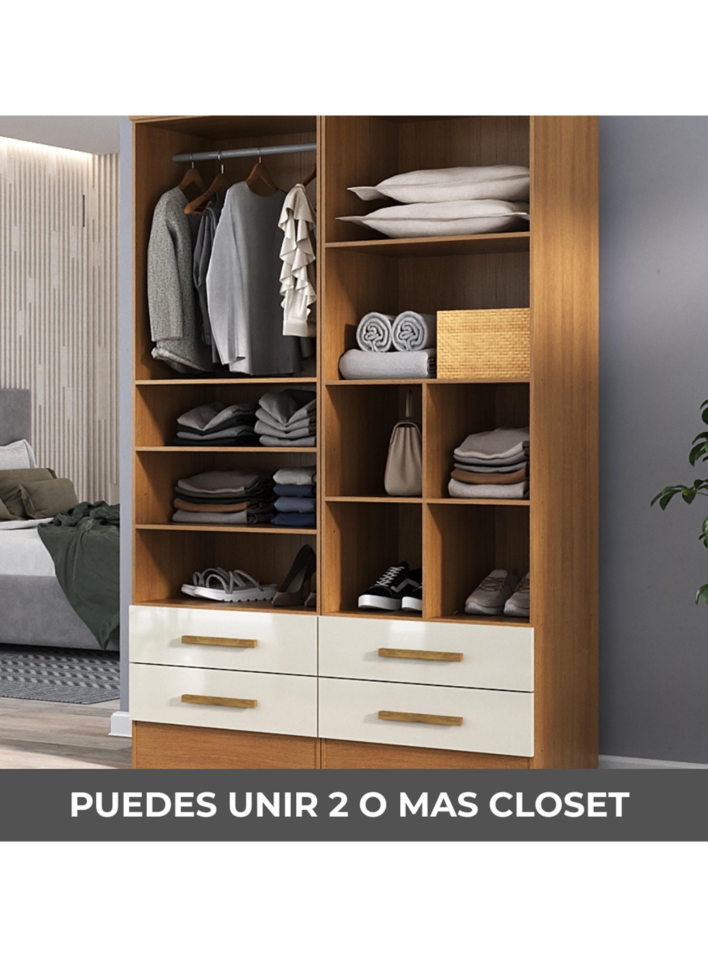 Clóset 2 Puertas 2 Cajones Canela y Blanco Off White-3