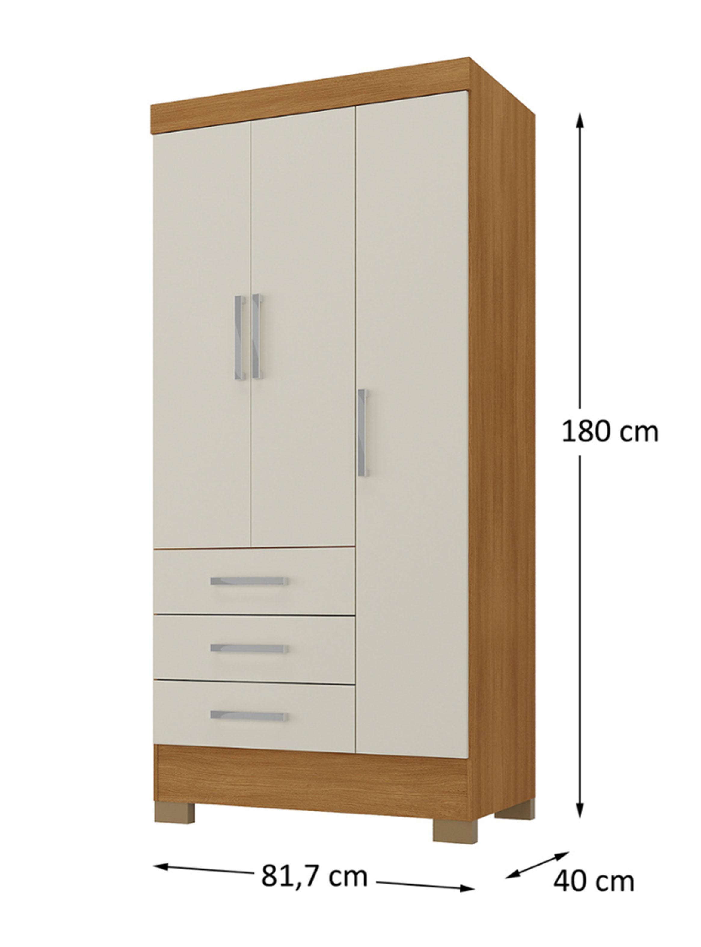 Clóset 3 Puertas 3 cajones Canela y Blanco Off White-1