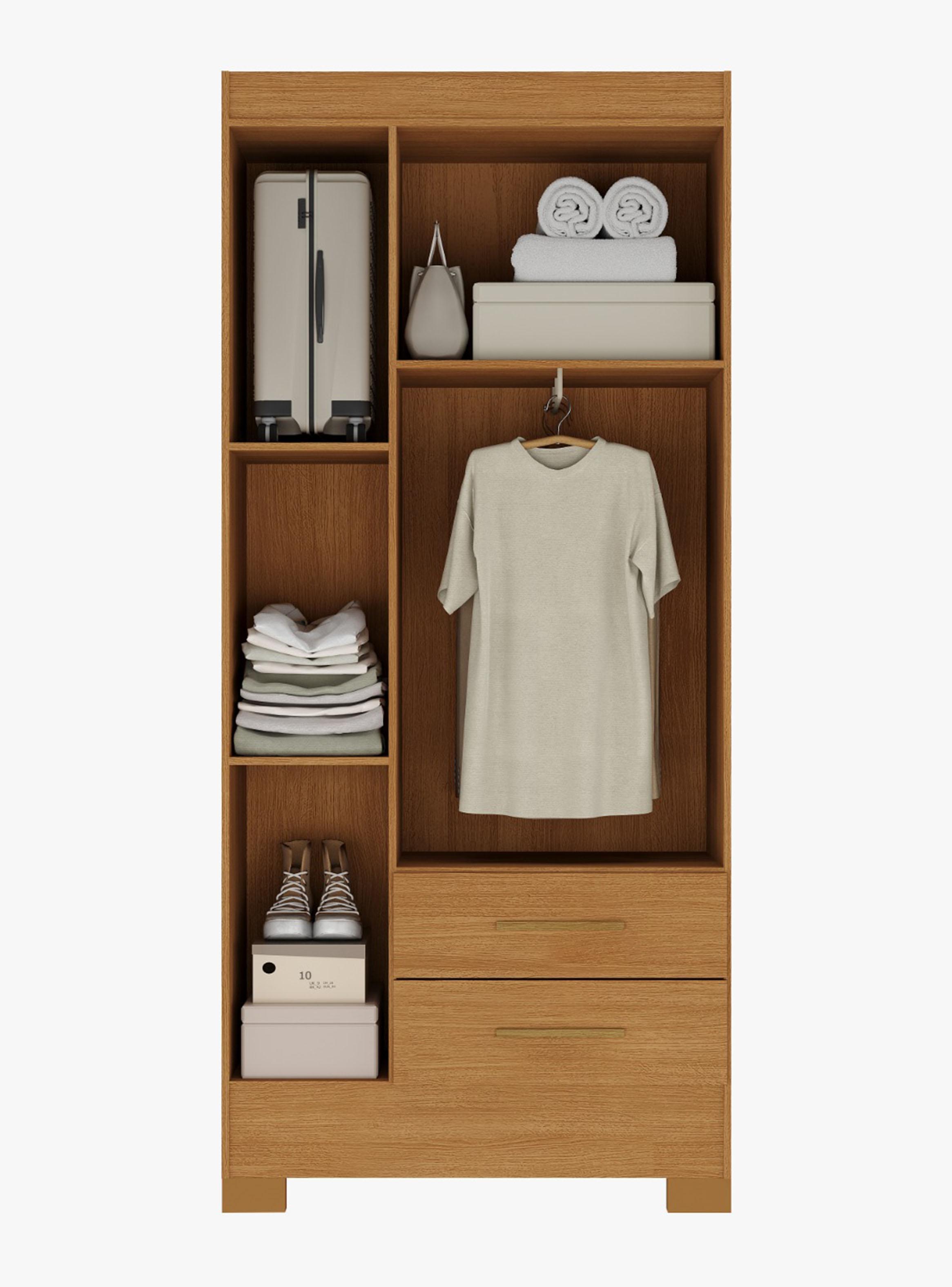 Combo Closet 3 Puertas + Cómoda 5 Cajones y Velador 1 Cajón Canela-2