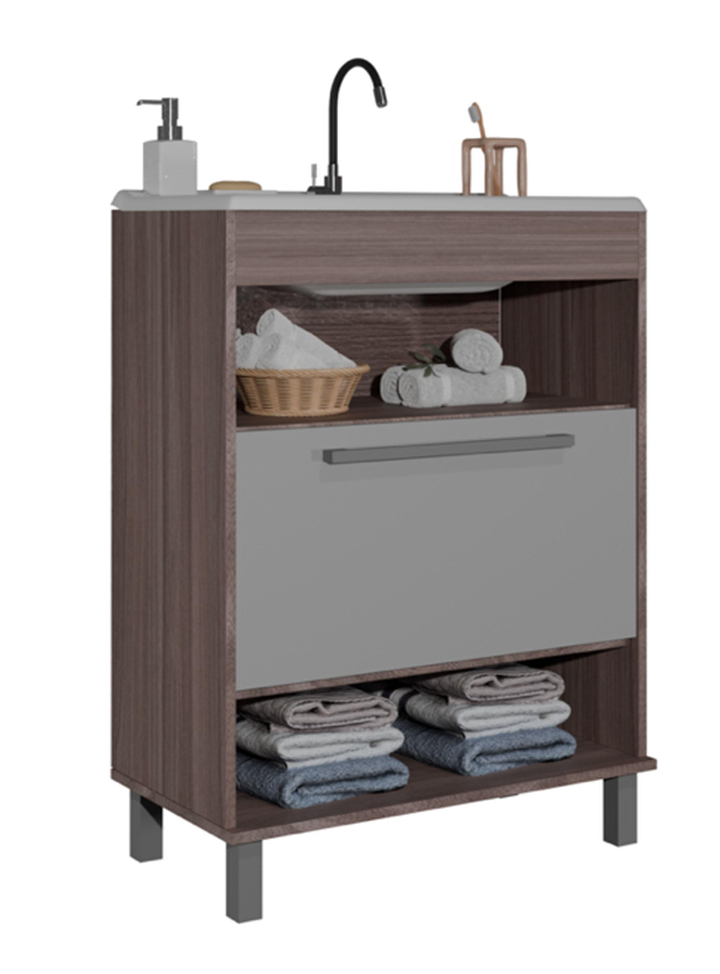 Mueble Lavamanos 1 Puerta 2 Nichos Café Smoke Blanco-2