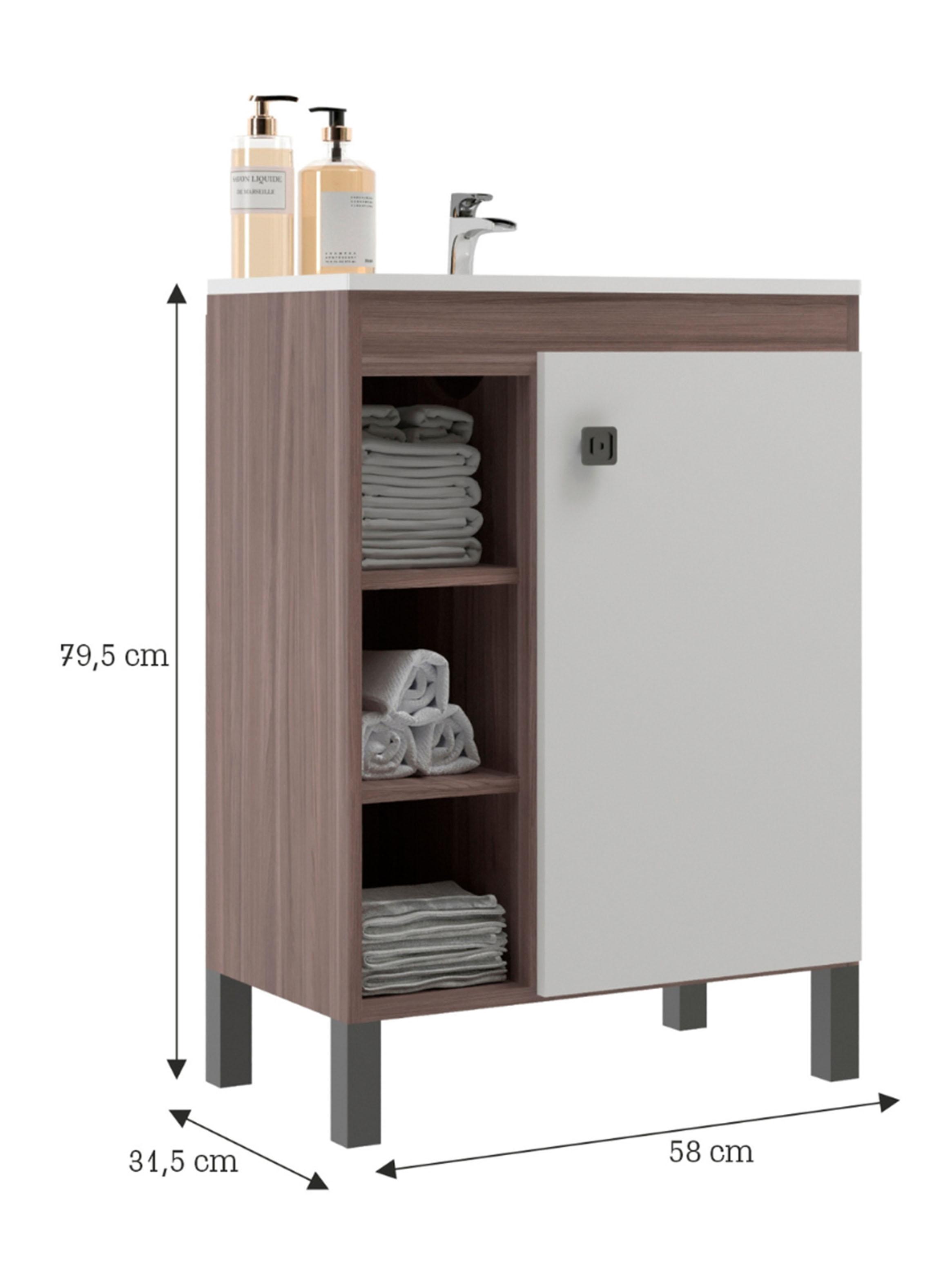 Mueble Lavamanos 1 Puerta 3 Nichos Organizador WC 2 Puertas-1