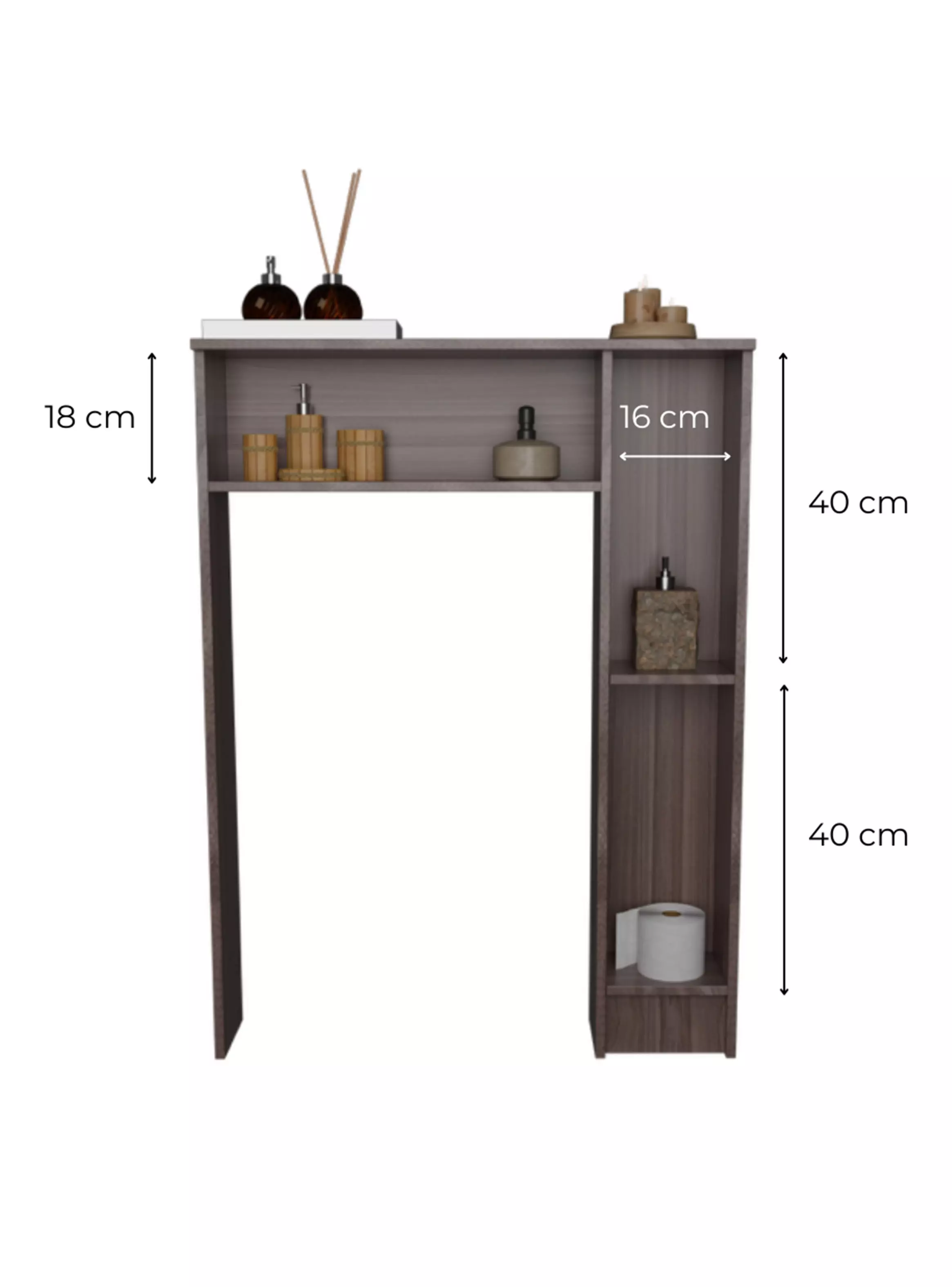 Combo Mueble Lavamanos 1 Puerta 2 Cajones + Organizador Baño WC Café-1