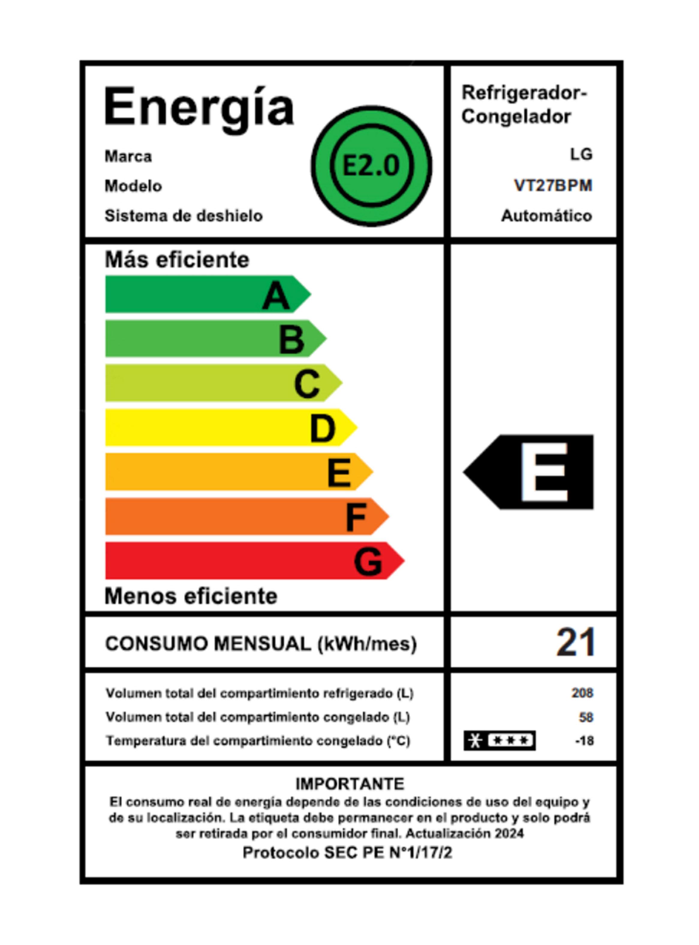 Refrigerador Top Mount Frío Combinado 266 Litros VT27BPM-6