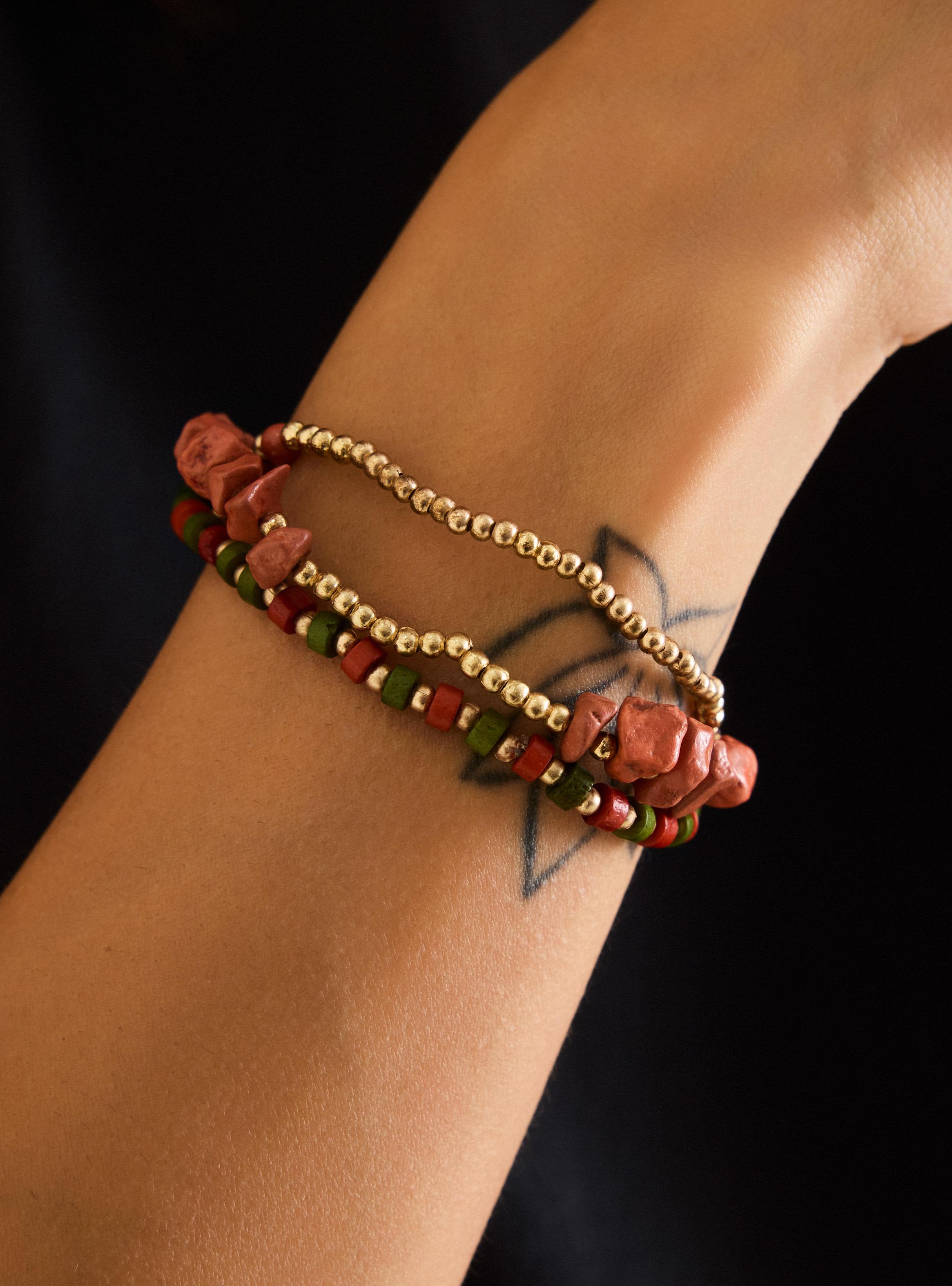 Pack de 3  Pulsera Elasticada con Mostacillas y Piedras-3