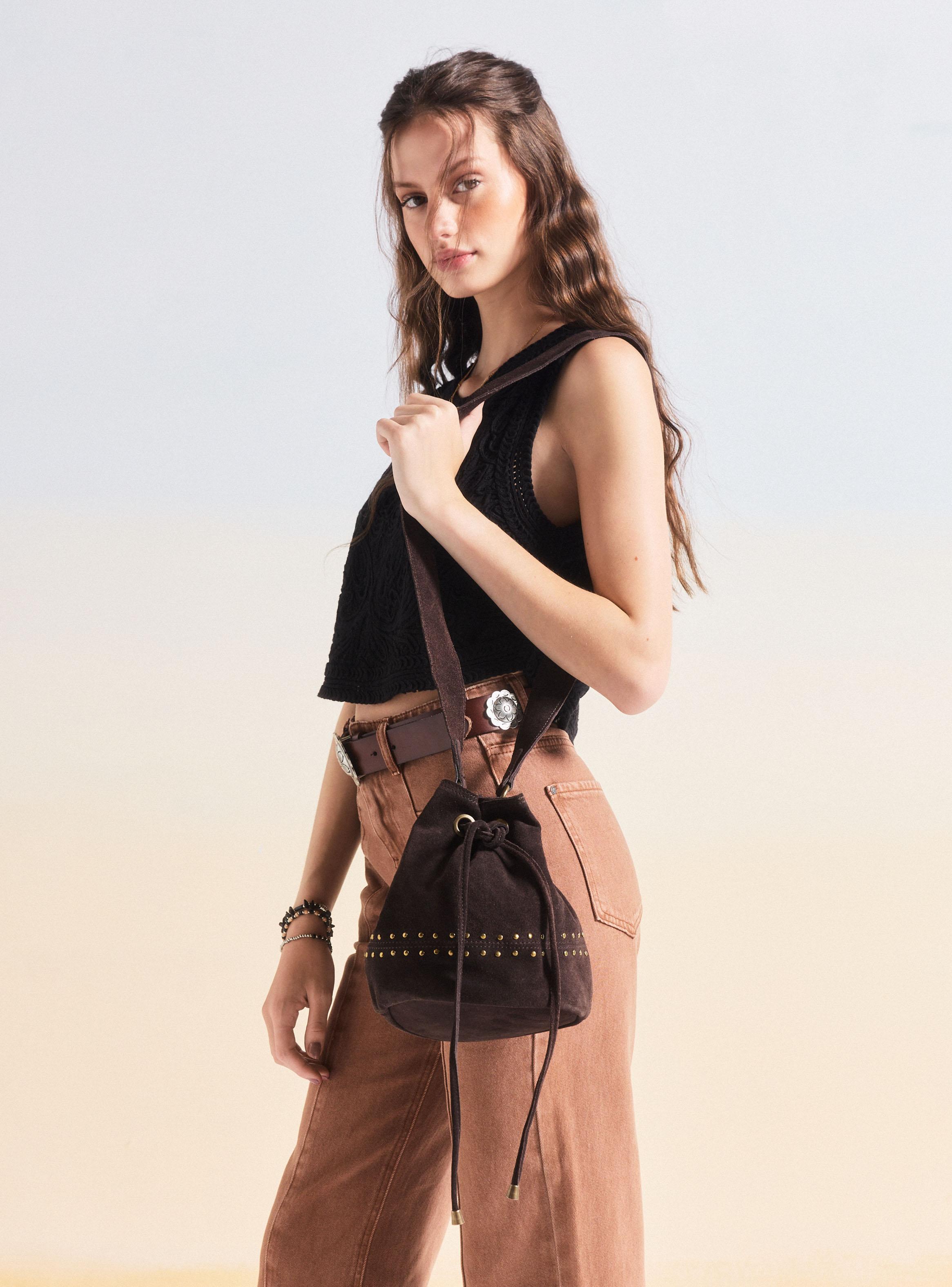 Cartera de Hombro Tipo Bucket de Gamuza-5