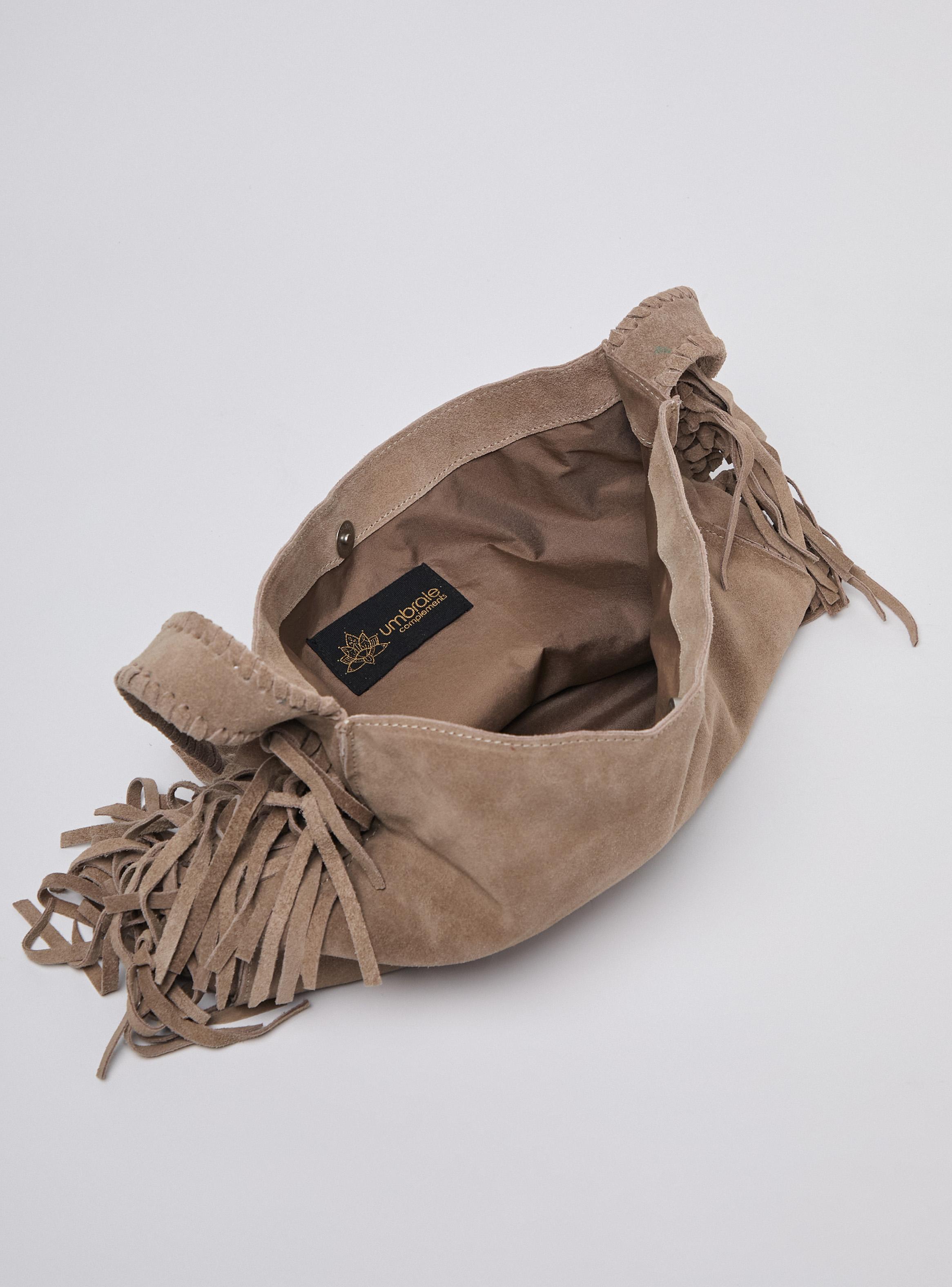 Cartera de Hombro Crosbody de Gamuza con Flecos-3