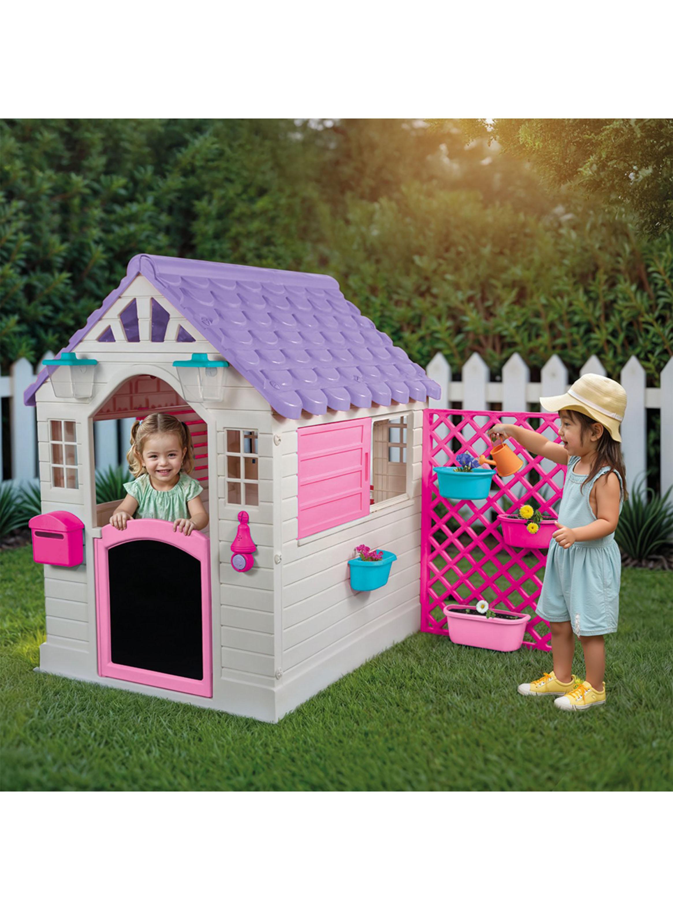 Casa de Juegos con Jardinera Rosada-4
