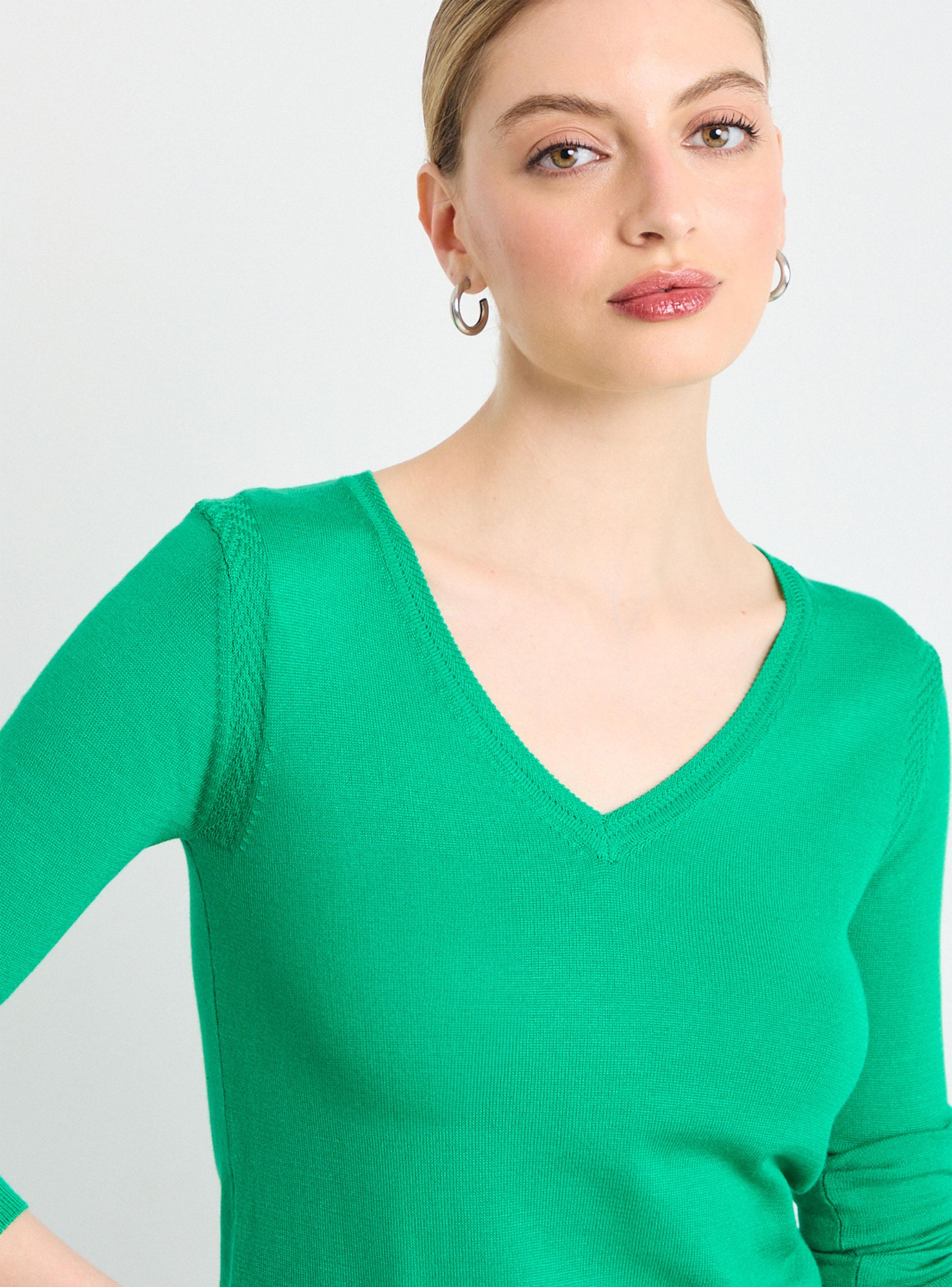 Sweater Liso Textura en Mangas-2