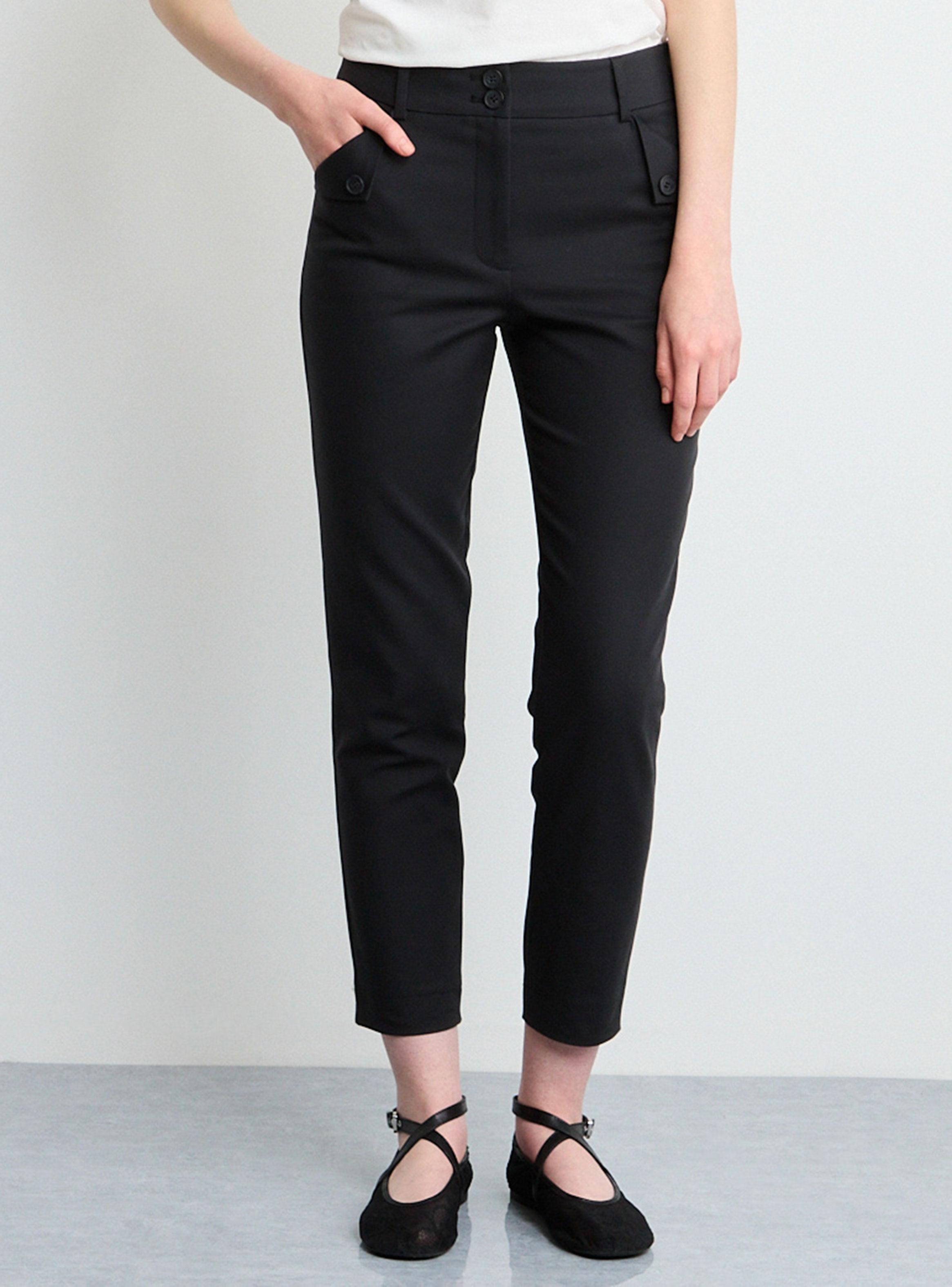 Pantalón Liso Regular Fit de Tiro Alto Básico-0
